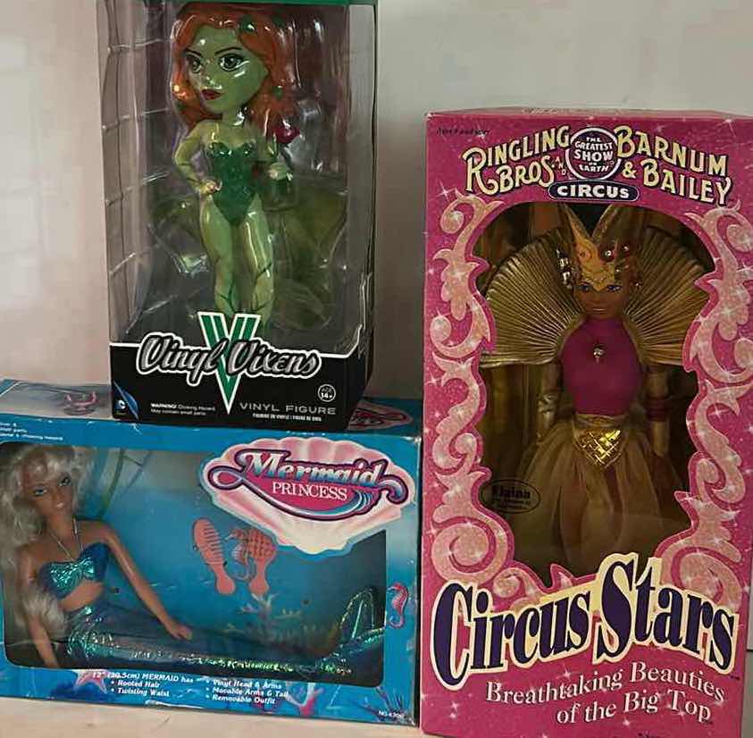 Photo 1 of 3 NIB DOLLS - DISNEY "THE LITTLE MERMAID" PRINCESS DOLL, CRYPTOZOIC POISON IVY  & MATTEL RINGLING BROS.  "CIRCUS STARS" BARBIE DOLL