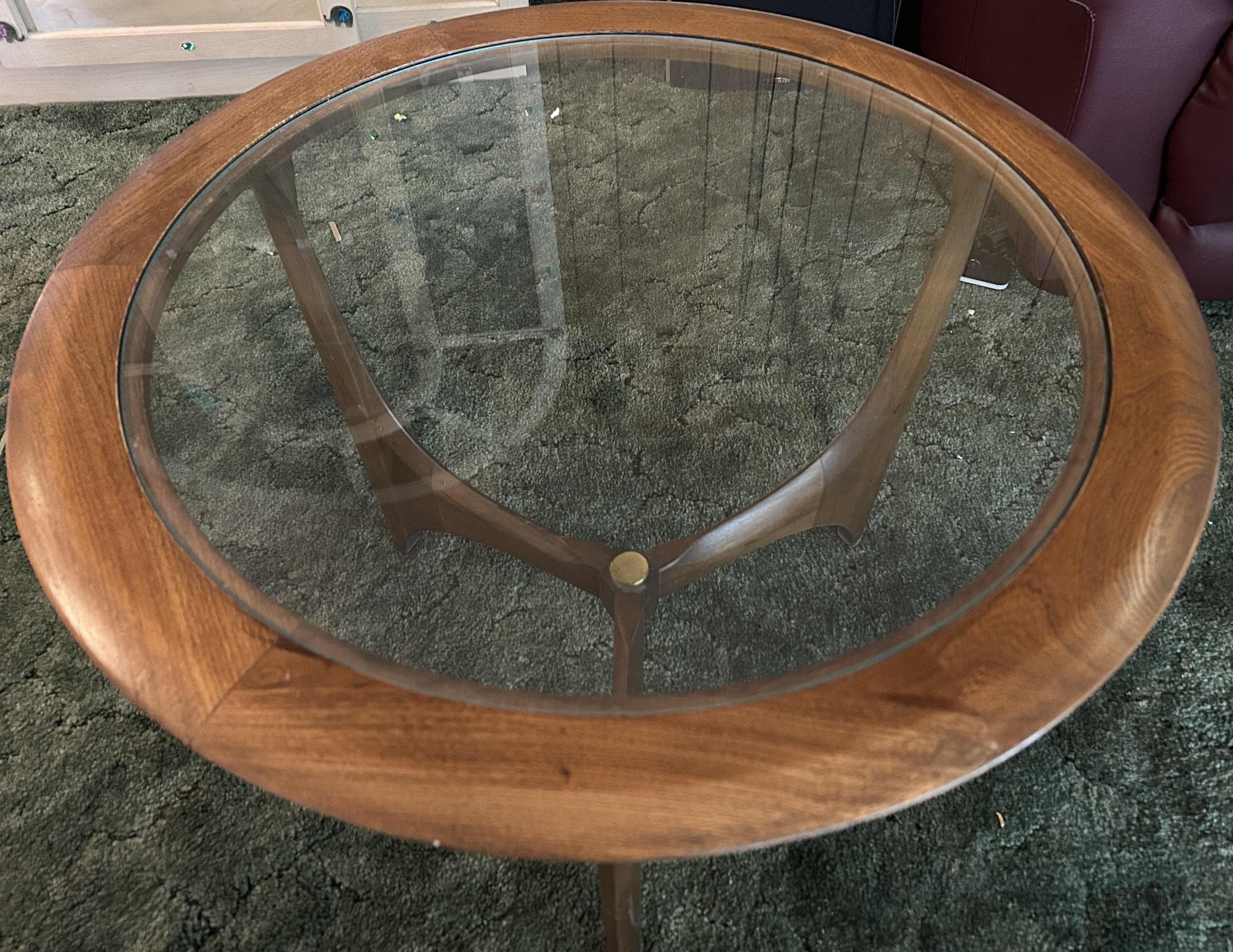 Photo 1 of MID-CENTURY MODERN "SILHOUETTE" SERIES ROUND WALNUT SIDE TABLE BY LANE FURNITURE 27 1/2“ x H19 1/2“ $600