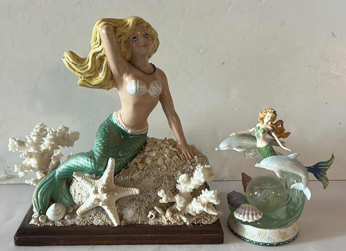 Photo 1 of 2 PC MERMAID DECOR FIGURINES (TALLEST H10”)