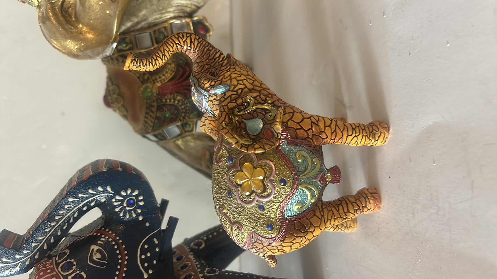Photo 1 of 3 PC RESIN AND CERAMIC ELEPHANT DECOR TALLEST 10“
