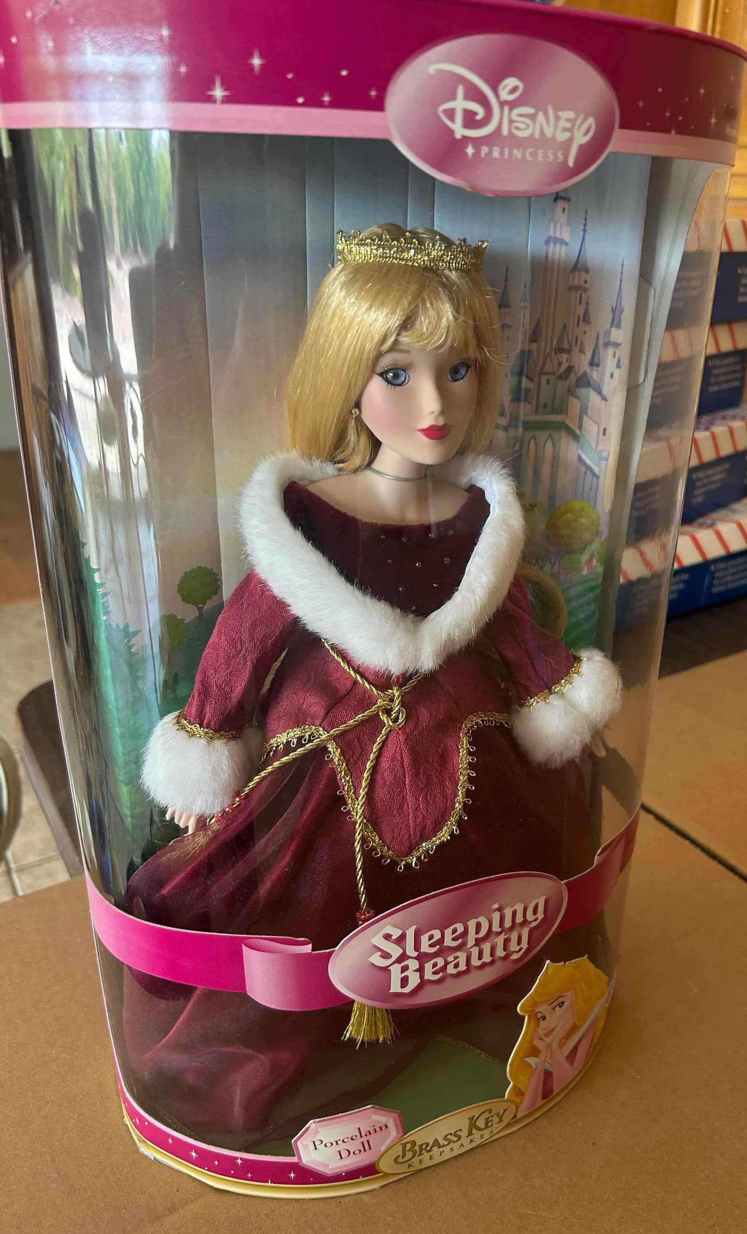 Photo 1 of 2003 DISNEY PRINCESS AURORA PORCELAIN KEEPSAKE DOLL COLLECTION BY BRASS KEY $75