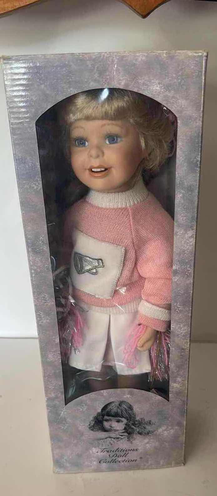 Photo 1 of NIB TRADITIONS DOLL COLLECTION PORCELAIN CHEERLEADER DOLL
