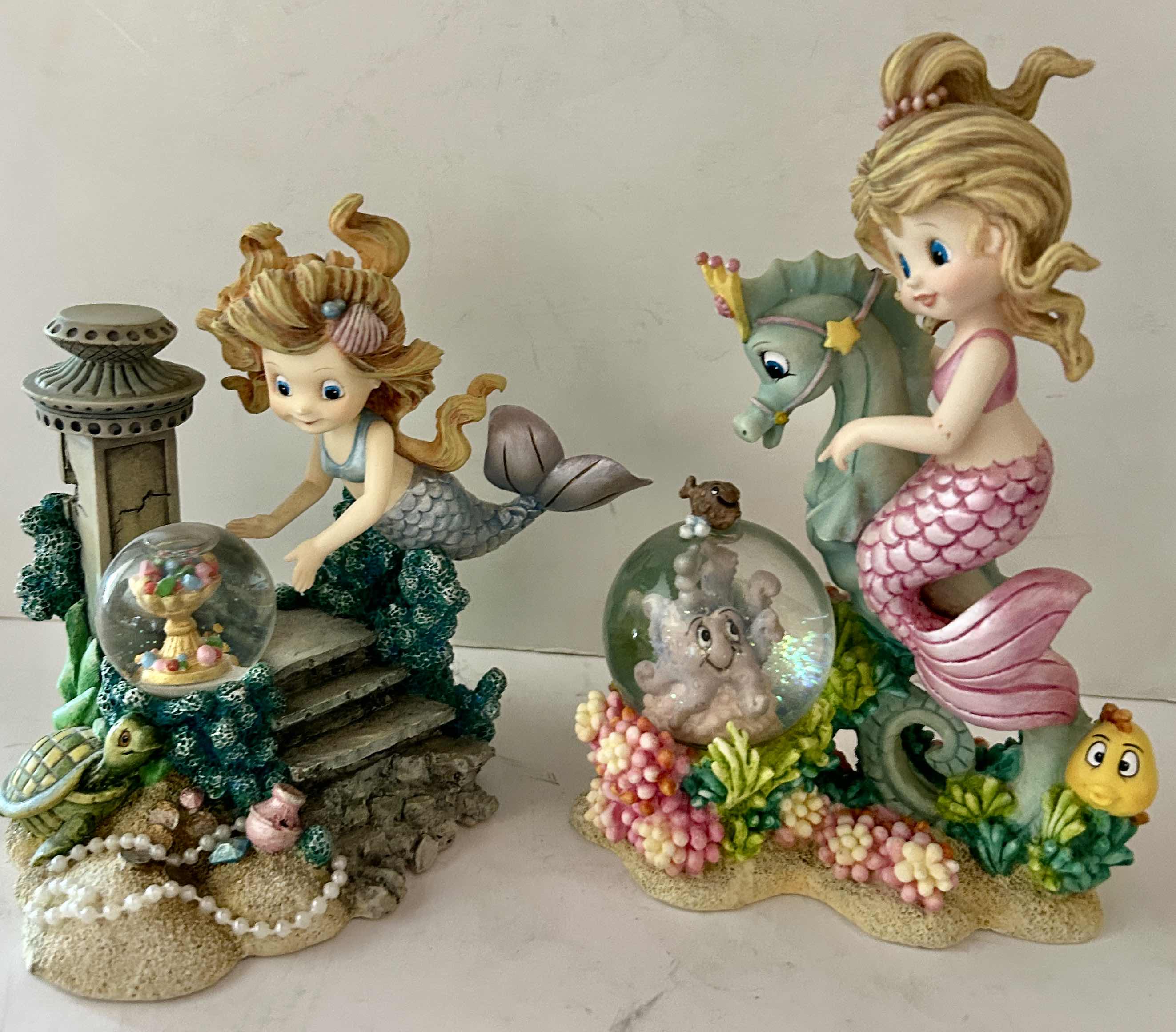 Photo 1 of 2-VINTAGE HAMILTON COLLECTION RAINBOW REEF HAND-PAINTED MERMAID FIGURINES
