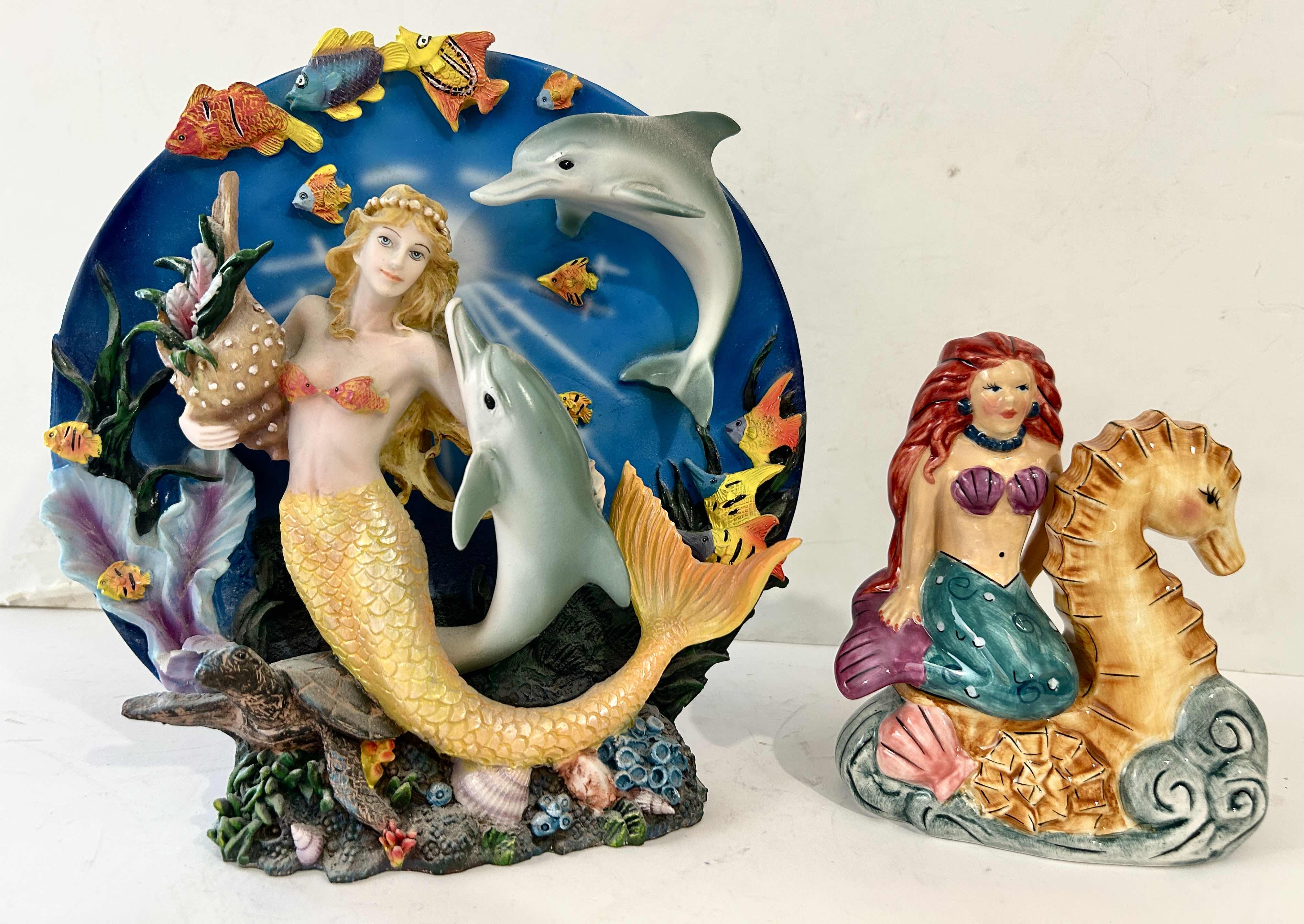Photo 1 of 2 PC - MERMAID DECOR, FIGURINES, 1 IS SALT AND PEPPER SHAKER
