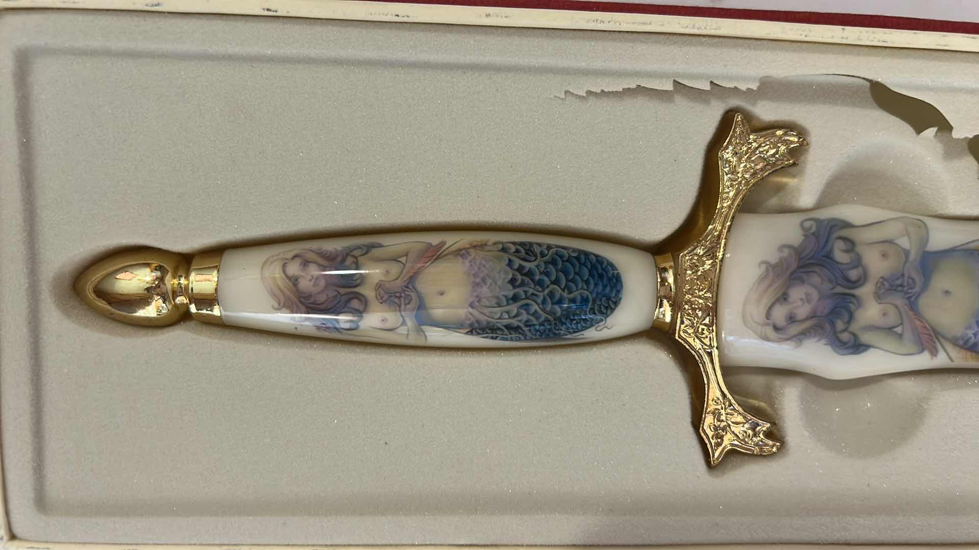Photo 1 of DECORATIVE SUNKEN TREASURES FANTASY DISPLAY DAGGER WITH PAINTED MERMAID, H 12.25”
