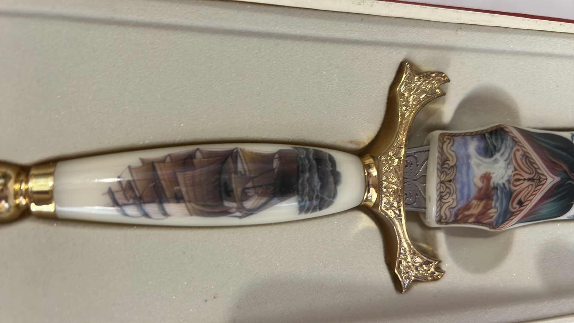 Photo 1 of DECORATIVE SUNKEN TREASURES FANTASY DISPLAY DAGGER WITH PAINTED MERMAID, H12.25”