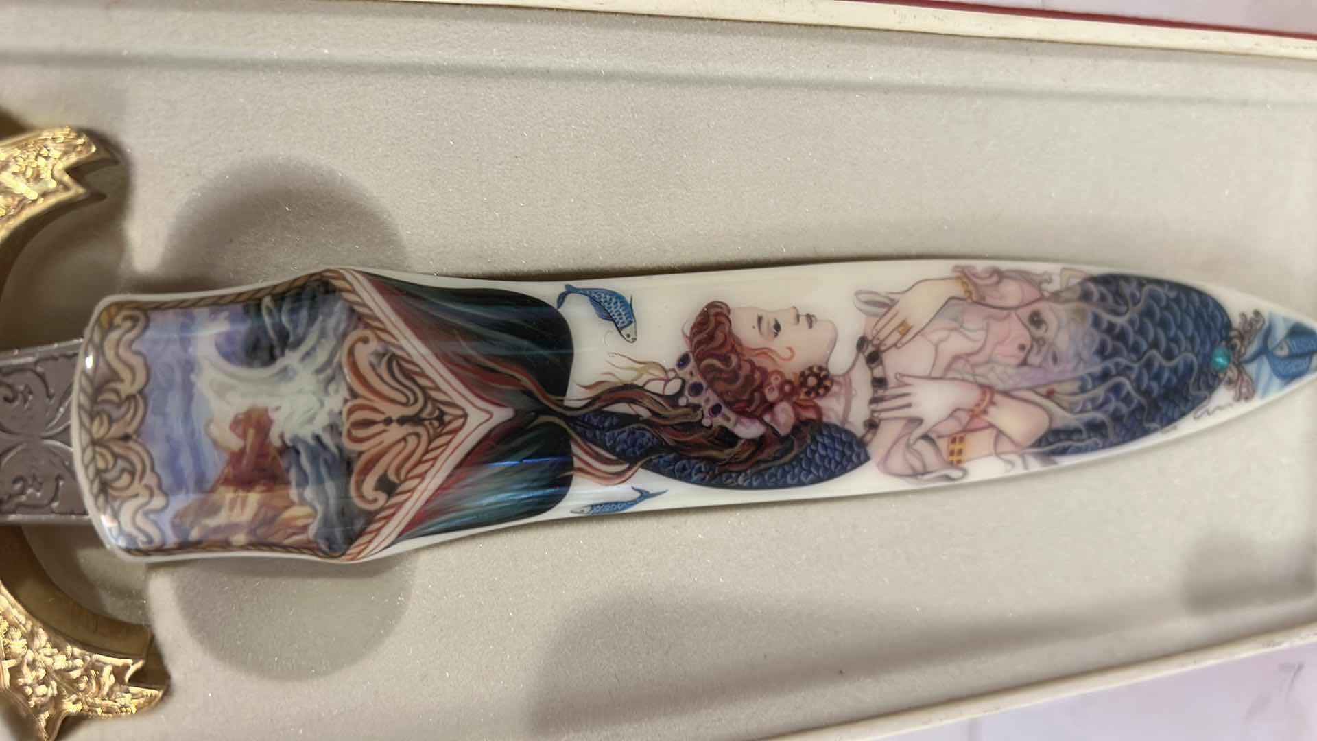 Photo 1 of DECORATIVE SUNKEN TREASURES FANTASY DISPLAY DAGGER WITH PAINTED MERMAID, H12.25”