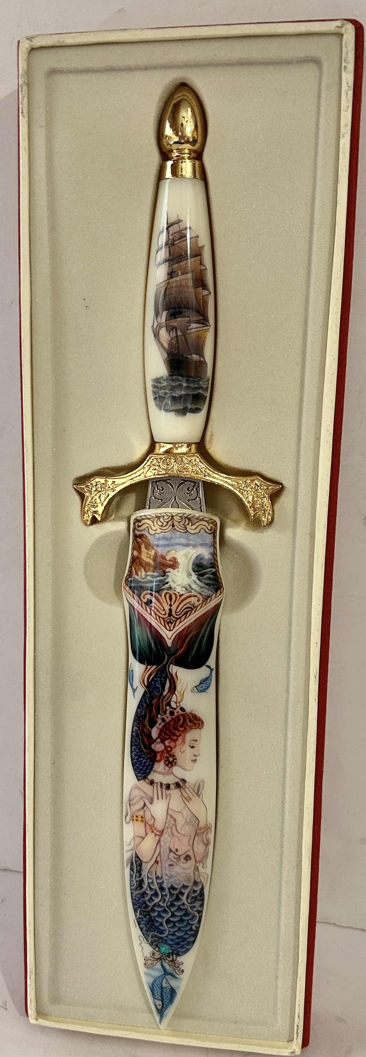 Photo 1 of DECORATIVE SUNKEN TREASURES FANTASY DISPLAY DAGGER WITH PAINTED MERMAID, H12.25”