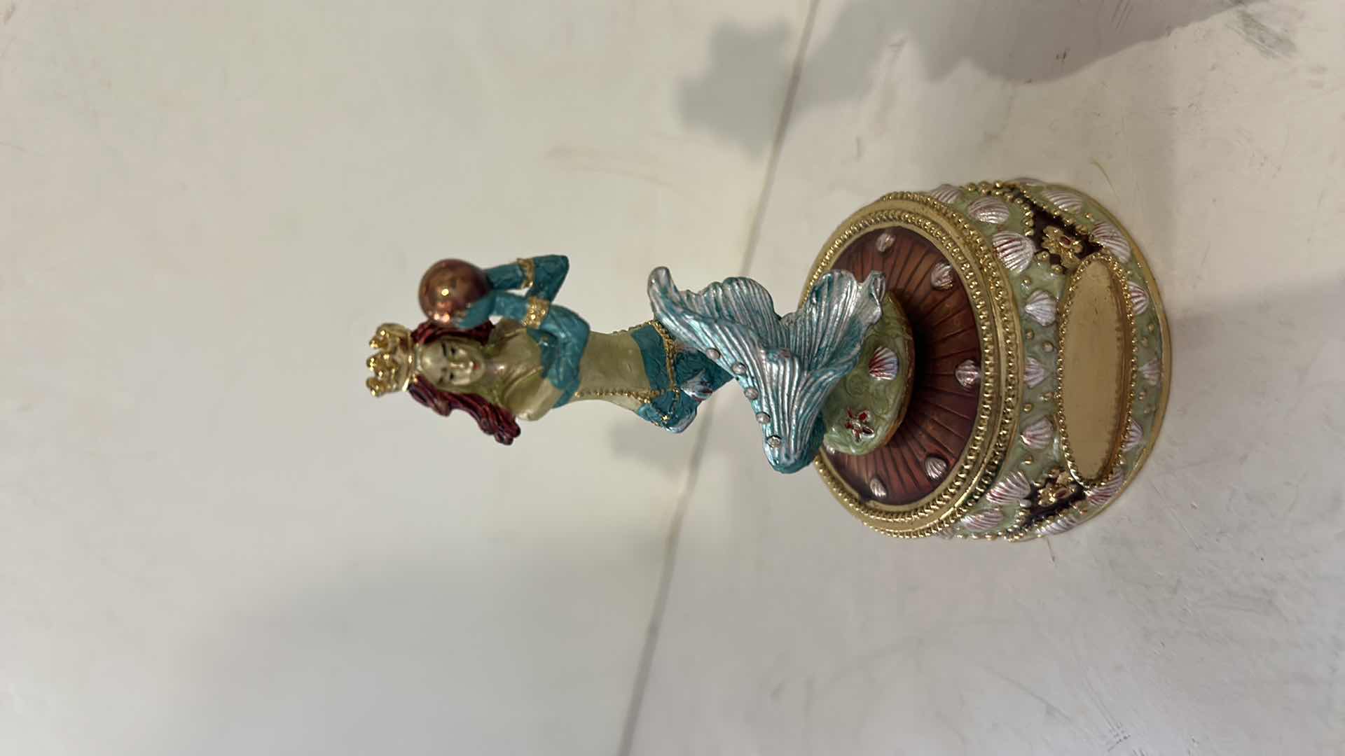 Photo 1 of 2- JEWELED AND ENAMELED MERMAID MUSIC BOXES H5”