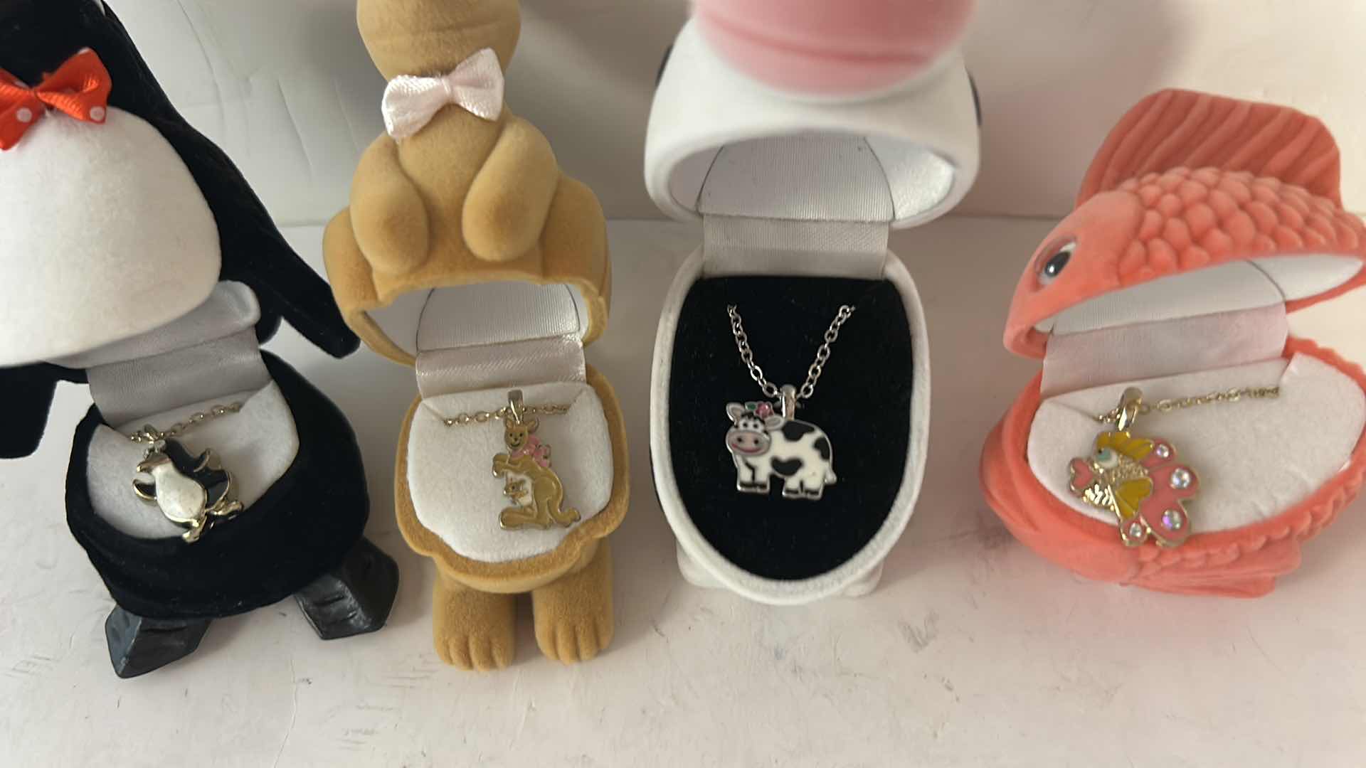 Photo 1 of 4- NOVELTY ANIMAL SHAPED TRINKET BOXES WITH MATCHING NECKLACES.