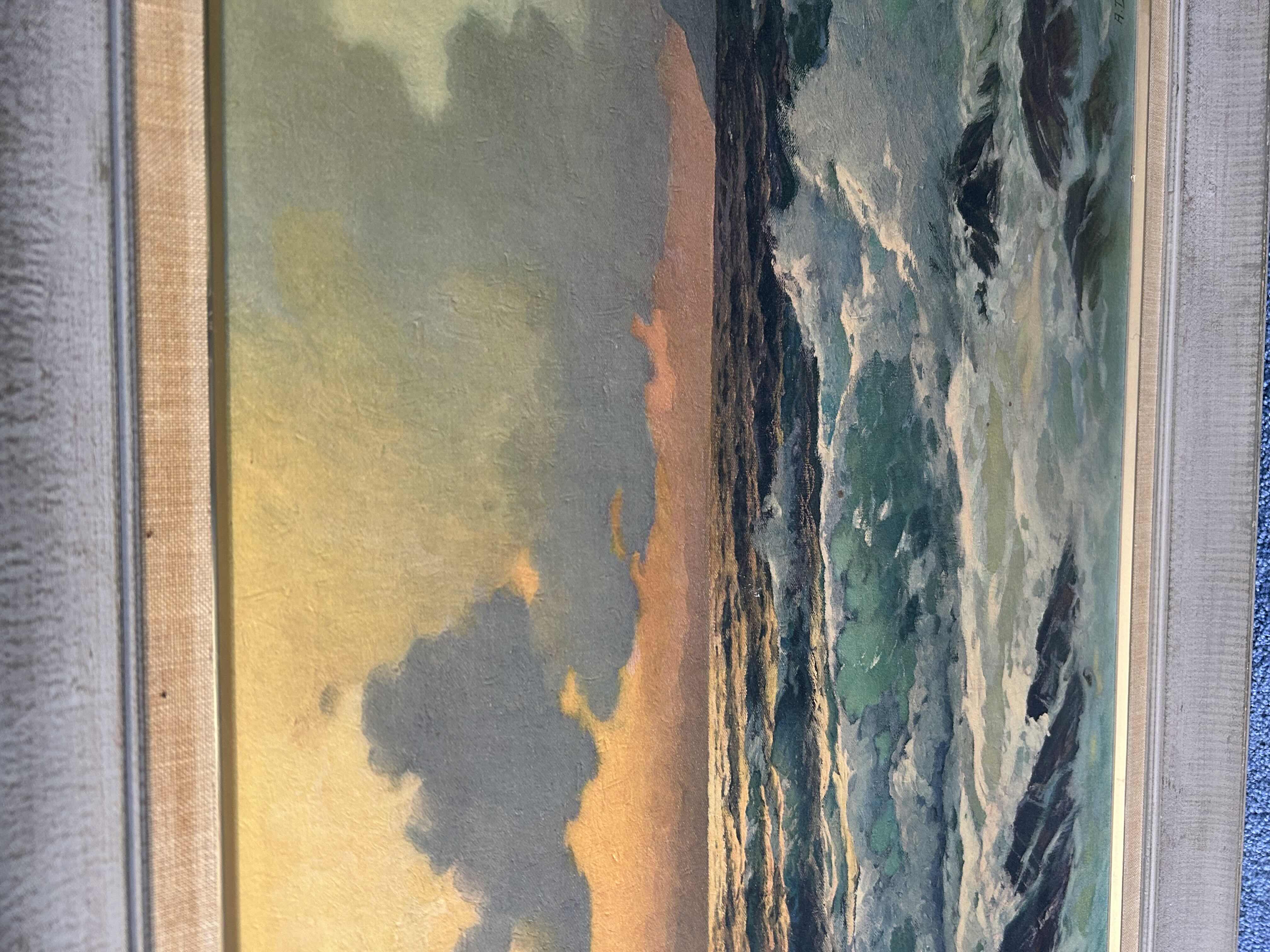 Photo 1 of FRAMED COASTAL SEASCAPE PAINTING 43" X 33"