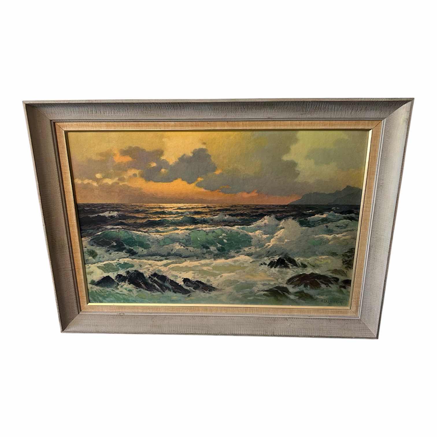 Photo 1 of FRAMED COASTAL SEASCAPE PAINTING 43" X 33"