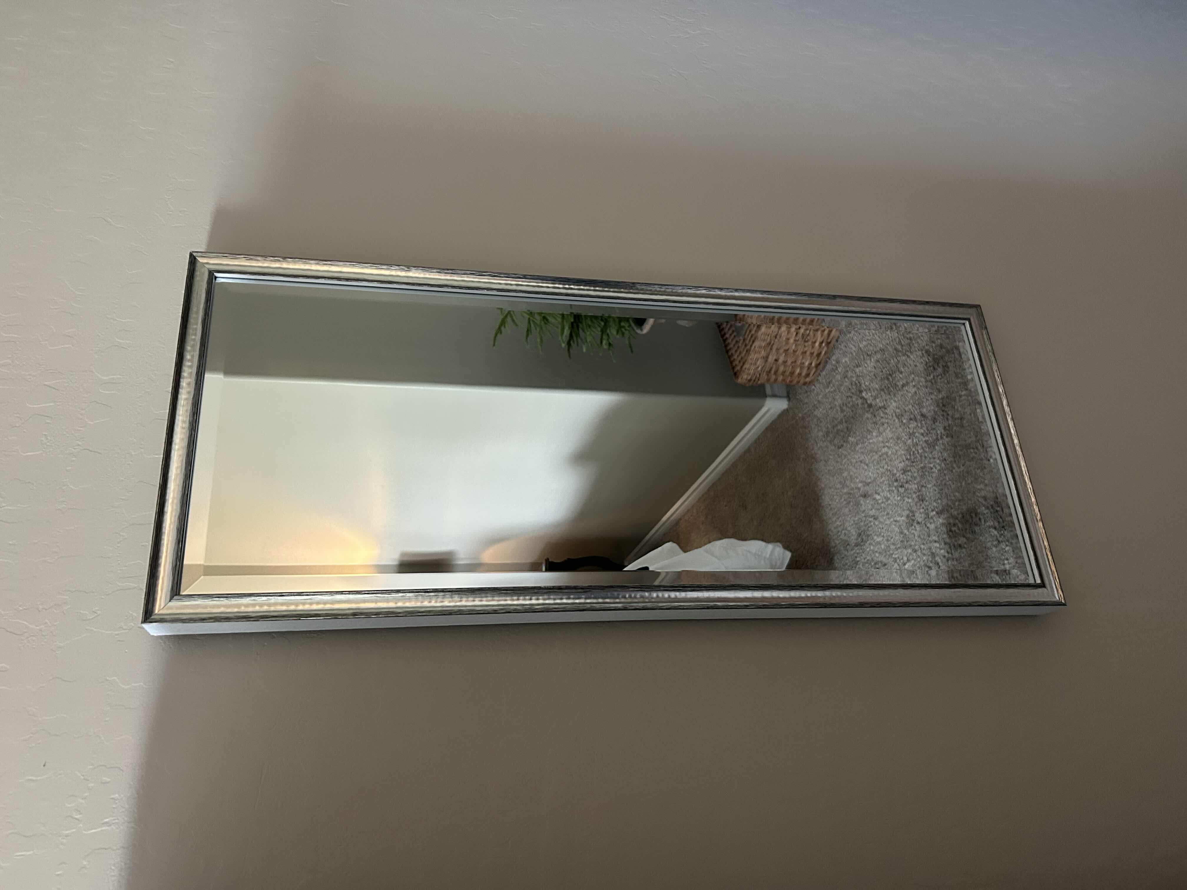 Photo 1 of SILVER FRAMED WALL MIRROR 15"X 37"