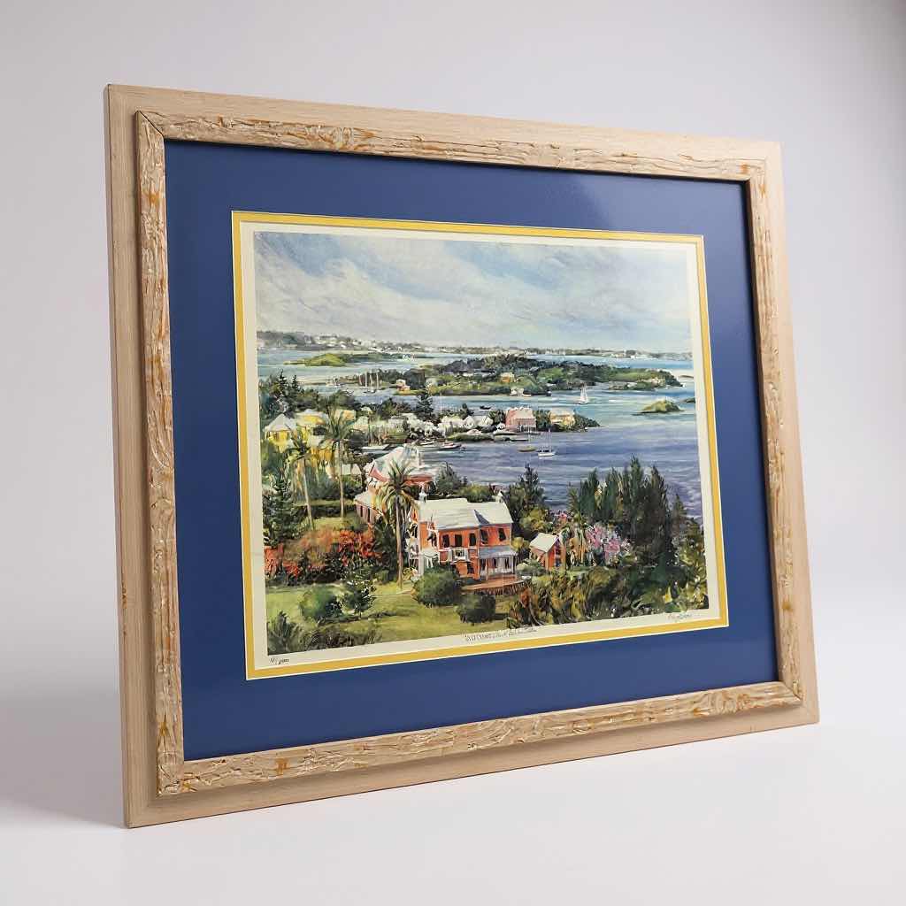 Photo 1 of WHITE FRAMED WATERCOLOR PRINT "SALT KETTLE BERMUDA" 34" X 25"