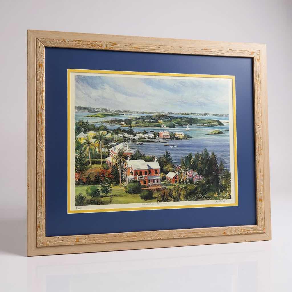 Photo 1 of WHITE FRAMED WATERCOLOR PRINT "SALT KETTLE BERMUDA" 34" X 25"