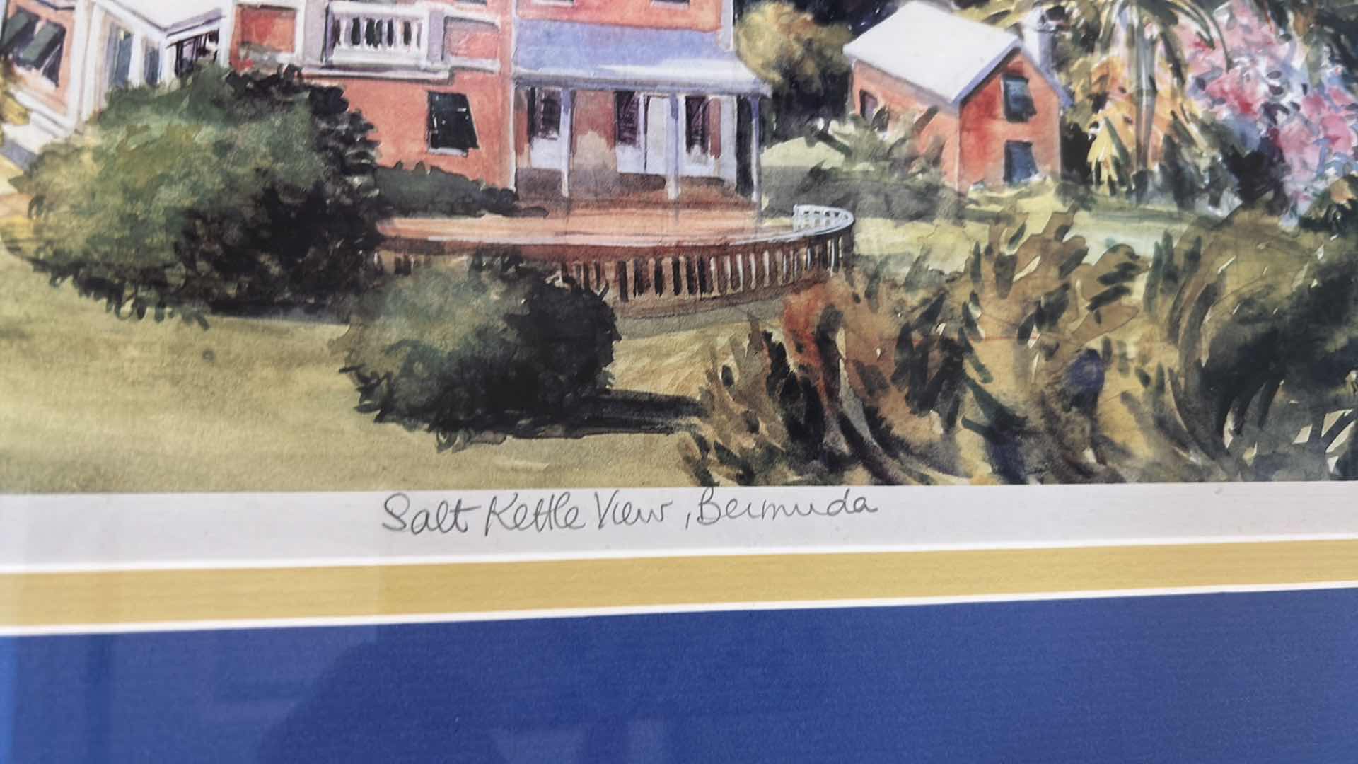 Photo 1 of WHITE FRAMED WATERCOLOR PRINT "SALT KETTLE BERMUDA" 34" X 25"