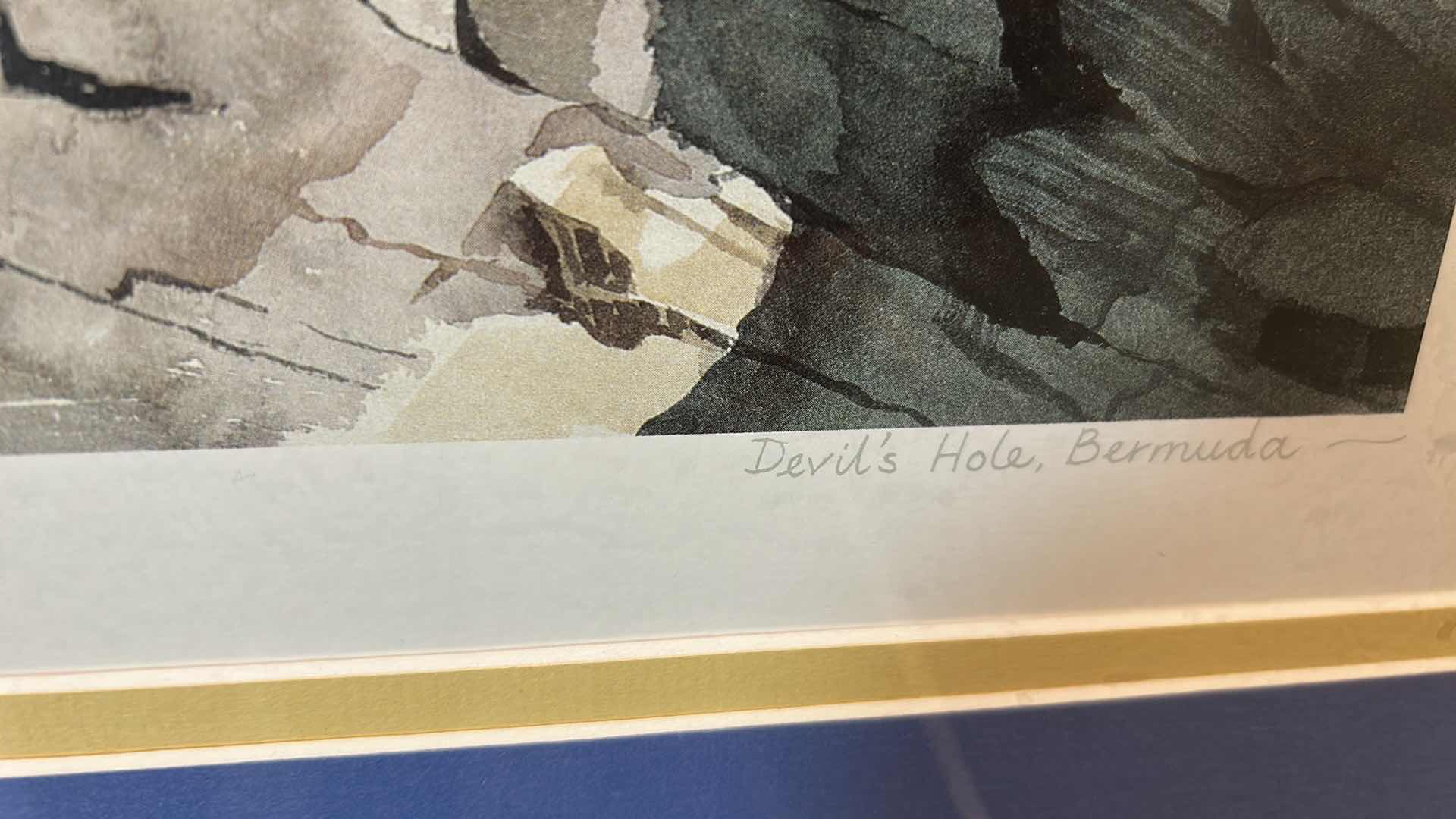 Photo 1 of WHITE FRAMED WATERCOLOR PRINT "SALT KETTLE BERMUDA " BY AMY EVANS 34" X 25"