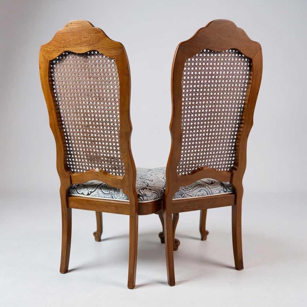 Photo 1 of 2-VINTAGE THOMASVILLE FRENCH STYLE HIGH BACK WALNUT W CANE SIDE CHAIRS