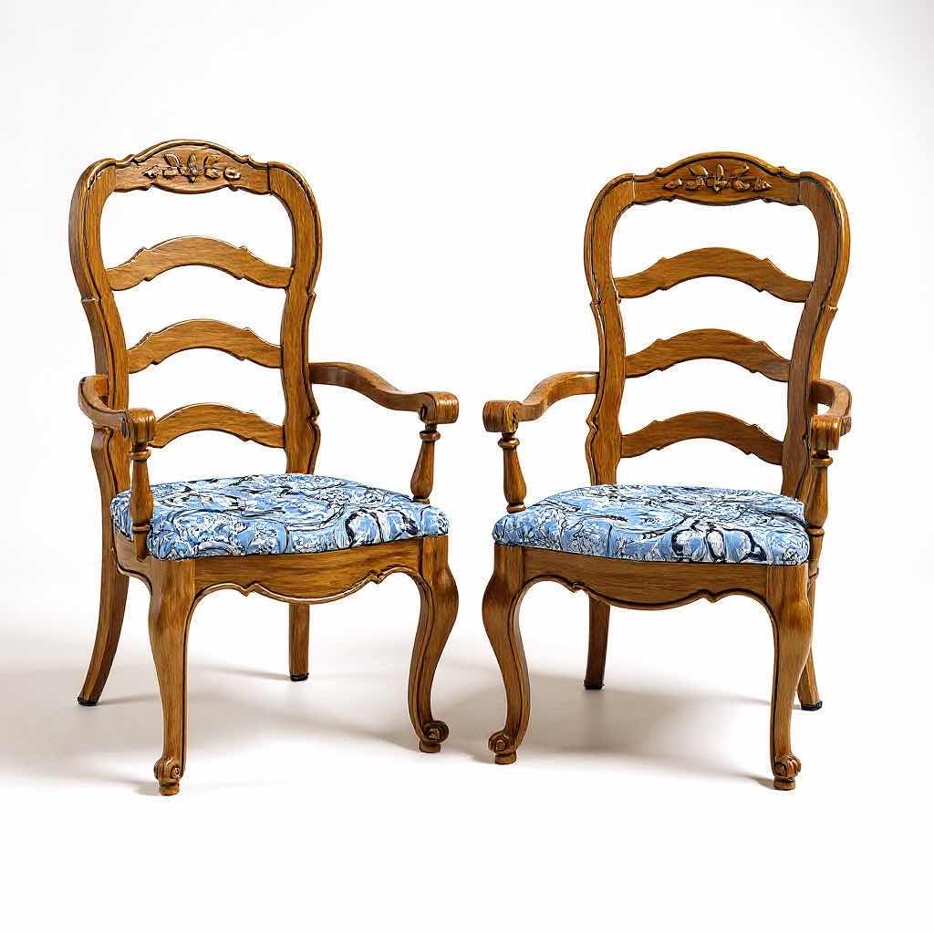 Photo 1 of 2-THOMASVILLE FRENCH COUNTRY OAK DINING ARM CHAIRS W PADDED SEATS