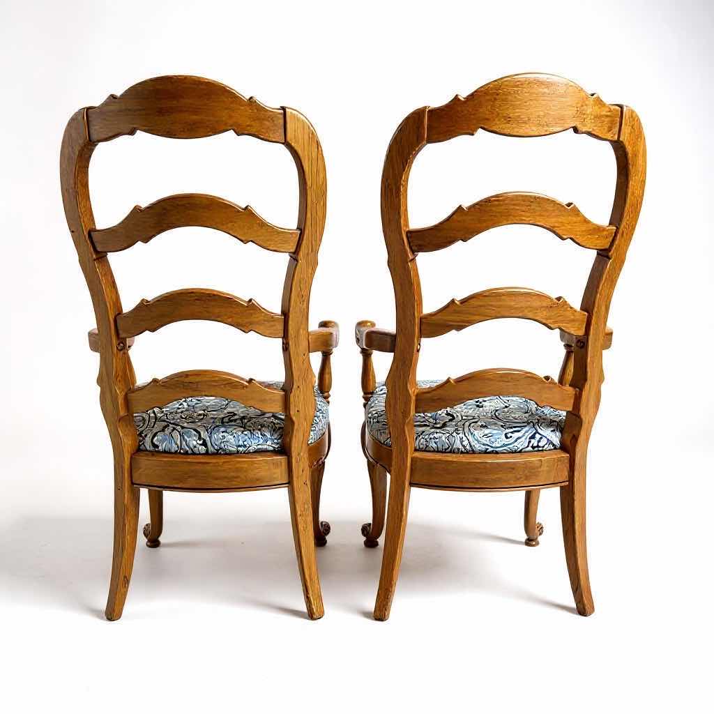 Photo 1 of 2-THOMASVILLE FRENCH COUNTRY OAK DINING ARM CHAIRS W PADDED SEATS