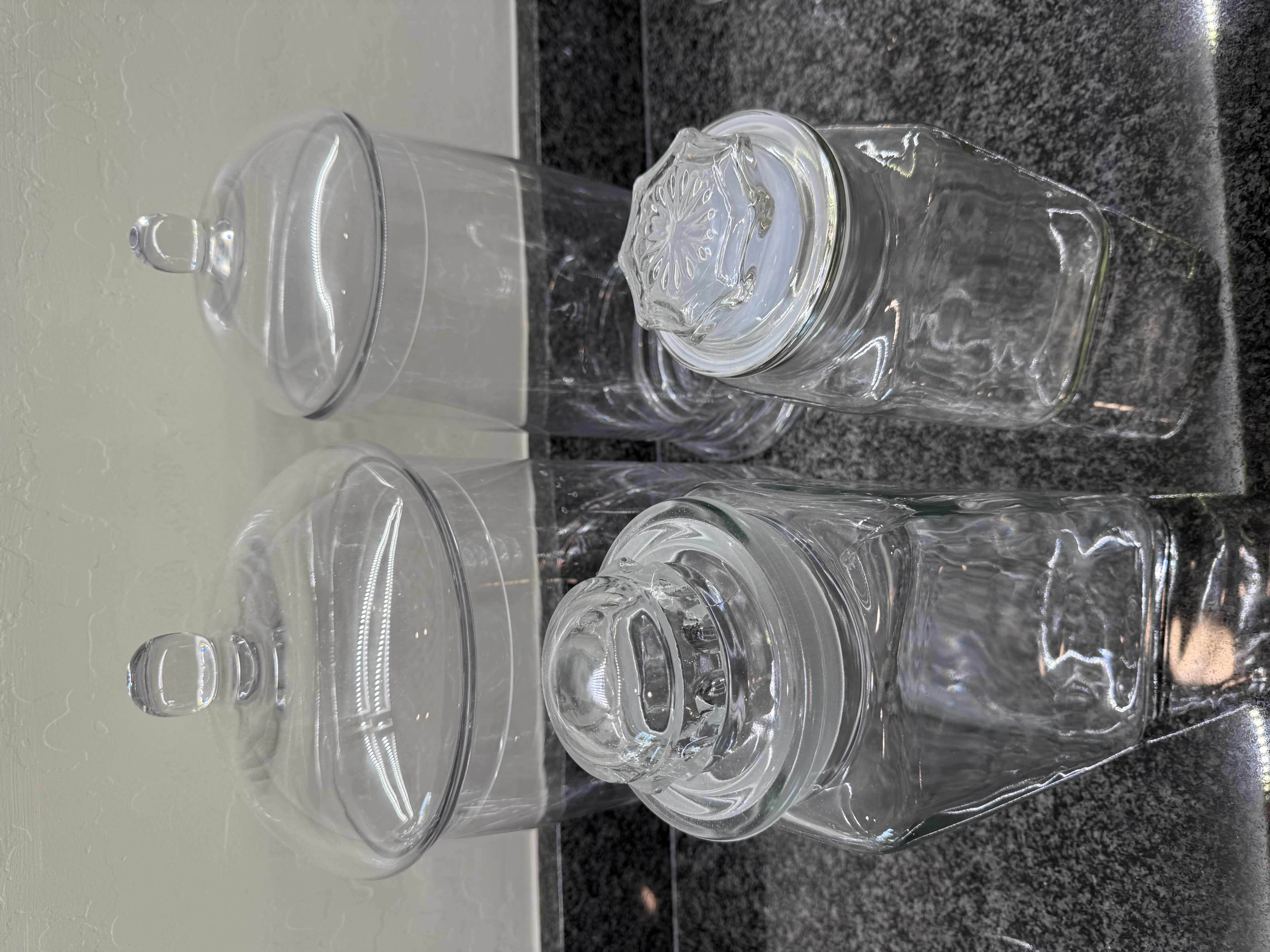 Photo 1 of 4- GLASS STORAGE JARS W LIDS