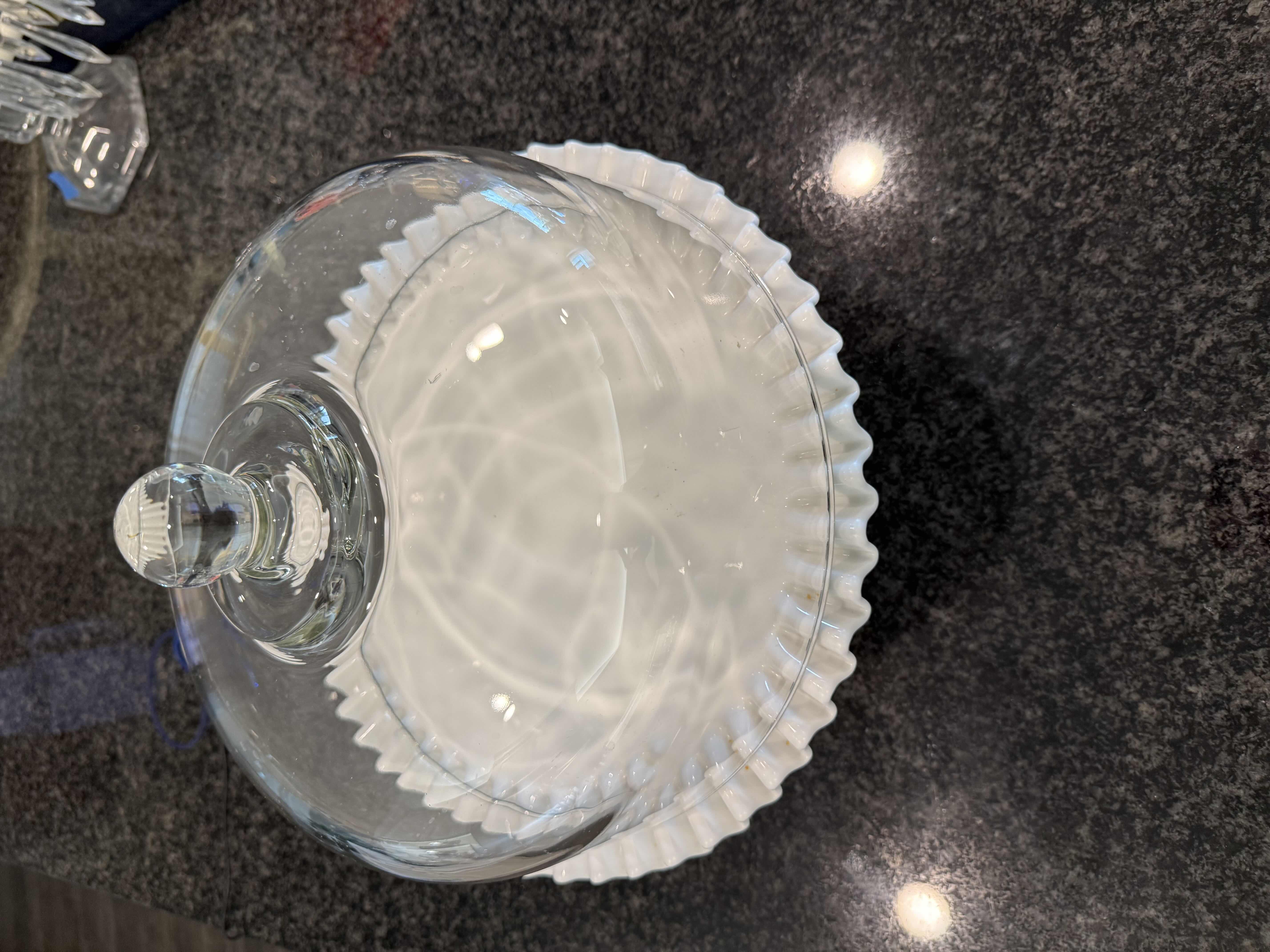 Photo 1 of VINTAGE MILK WHITE CAKE BASE W GLASS COVER