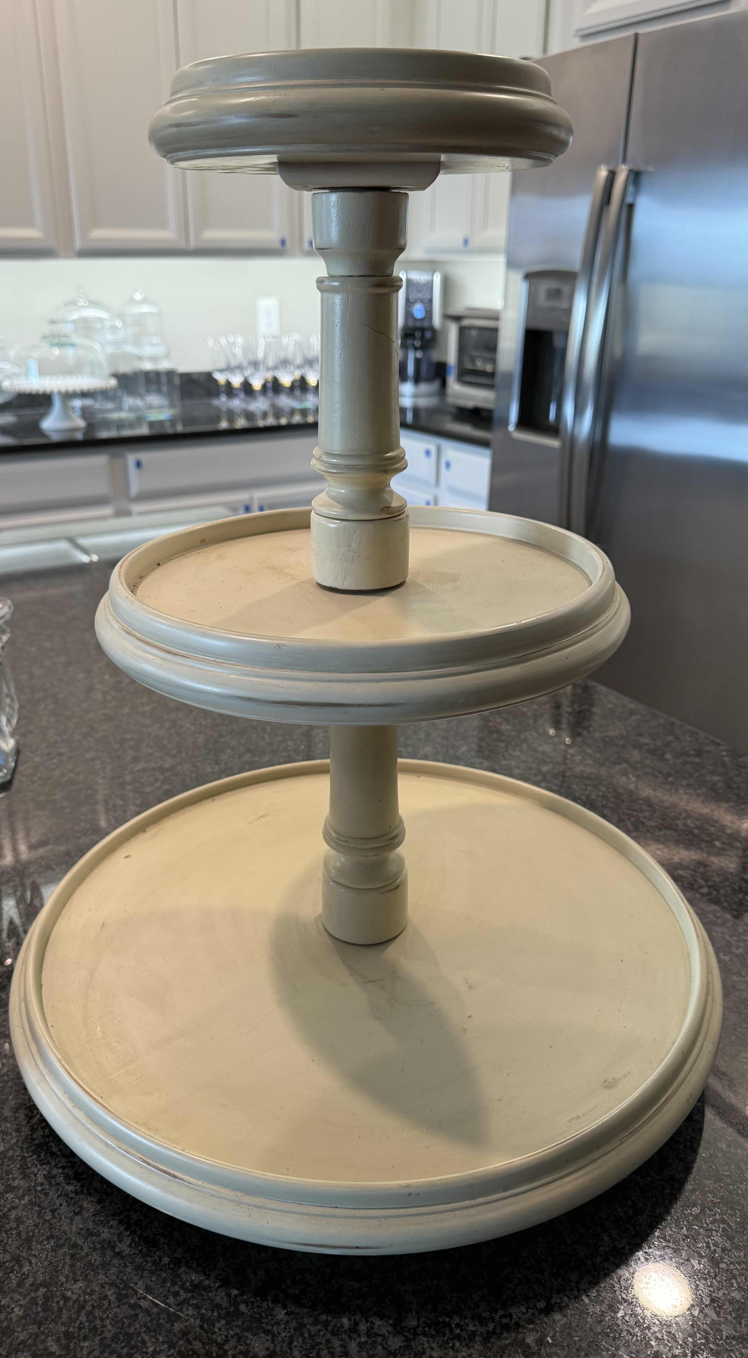 Photo 1 of OFF WHITE 3 TIERED WOOD TRAY