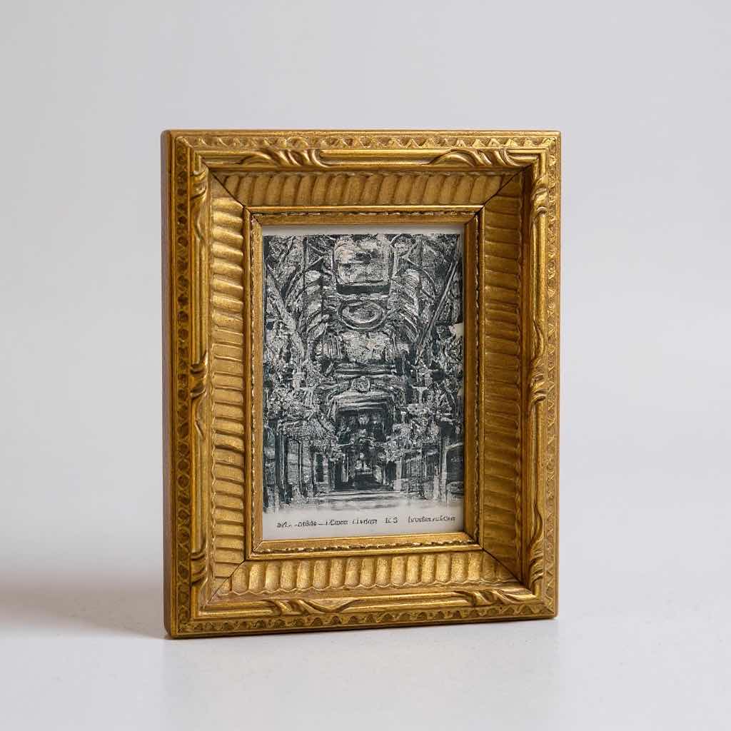 Photo 1 of 5-GOLD FRAMED ANTIQUE/VINTAGE POST CARDS