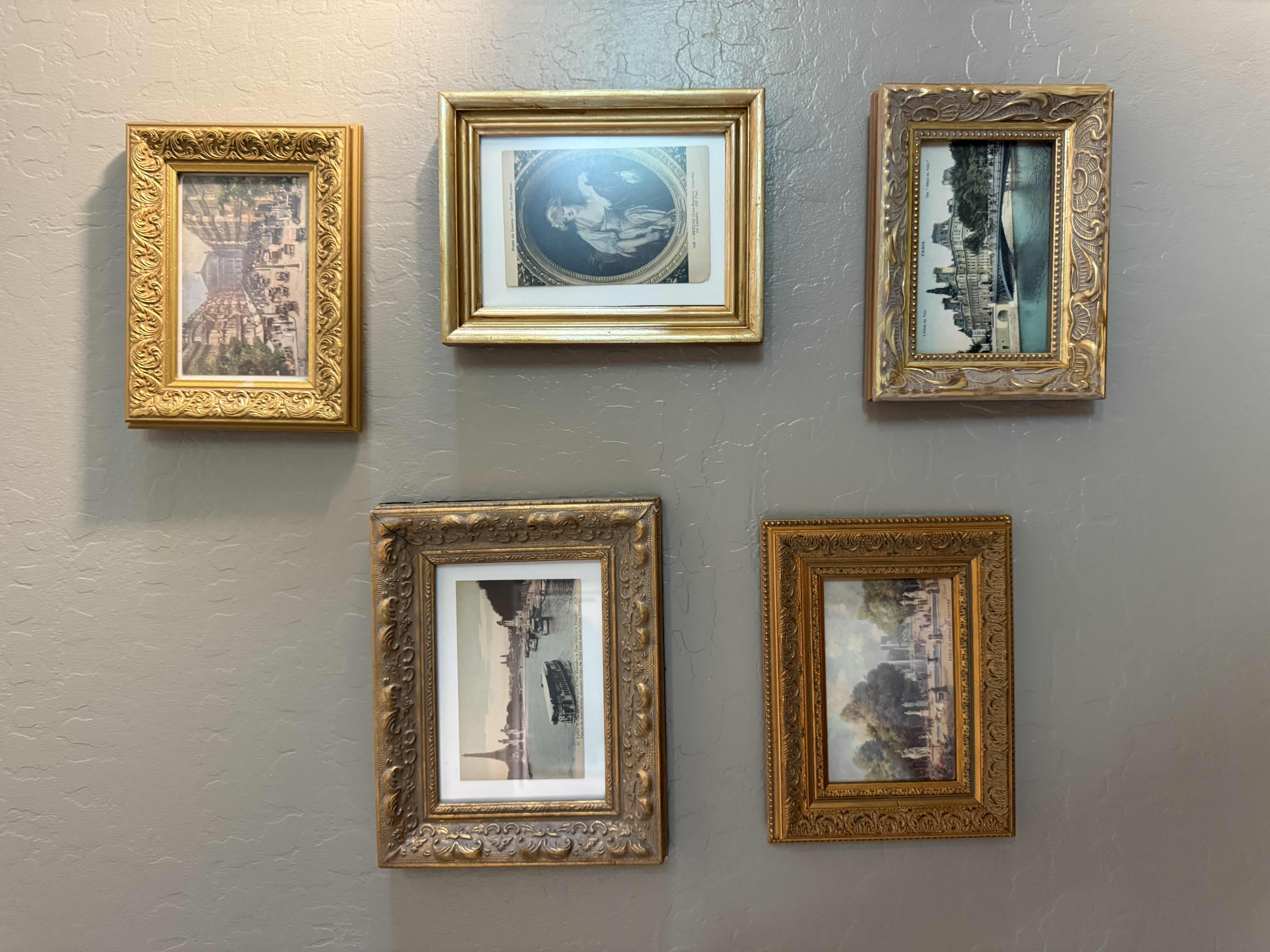 Photo 1 of 5-GOLD FRAMED VINTAGE & ANTIQUE POST CARDS