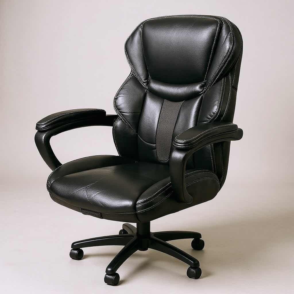 Photo 1 of WELLNESS SWIVEL BLACK LEATHER  OFFICE CHAIR ON CASTERS