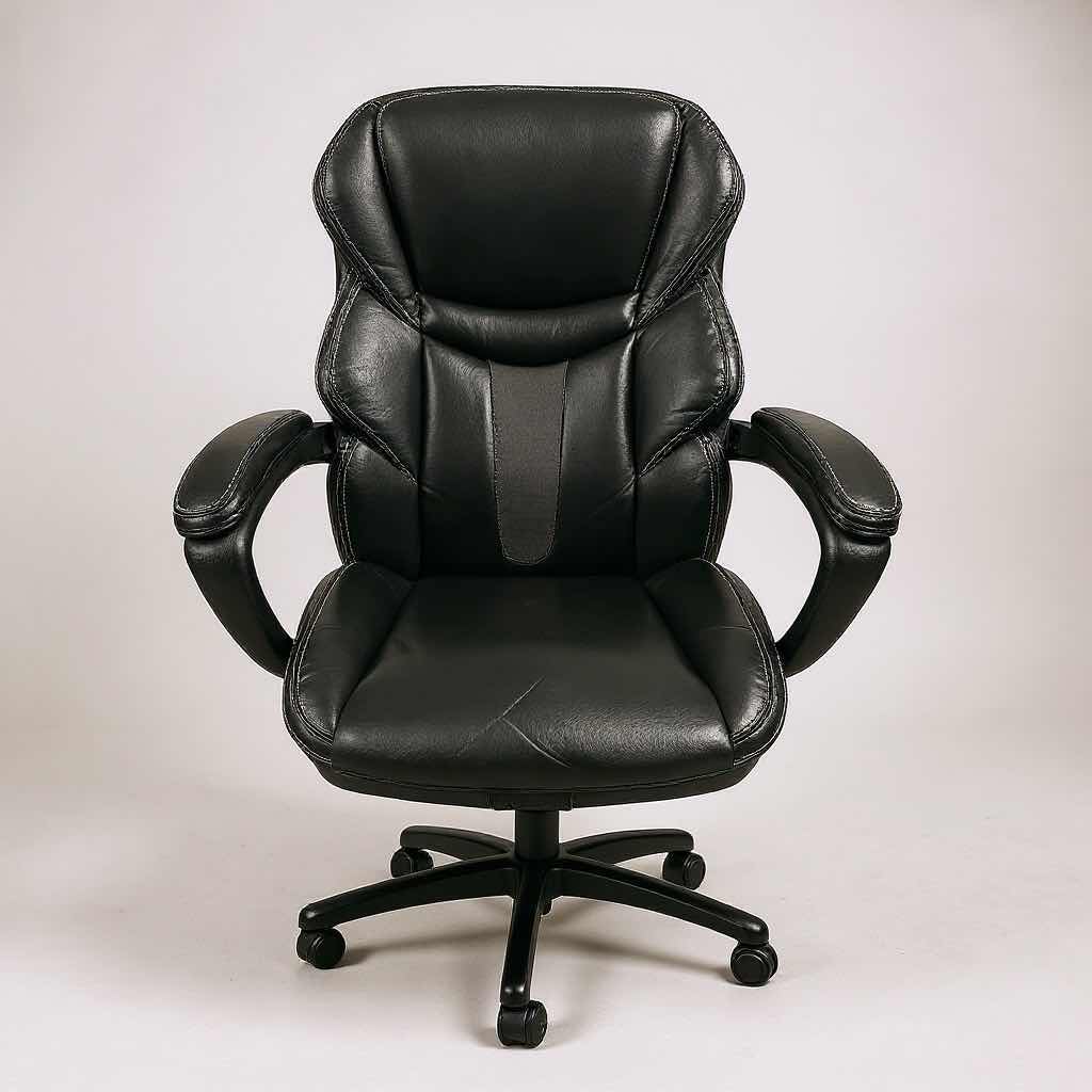 Photo 1 of WELLNESS SWIVEL BLACK LEATHER  OFFICE CHAIR ON CASTERS