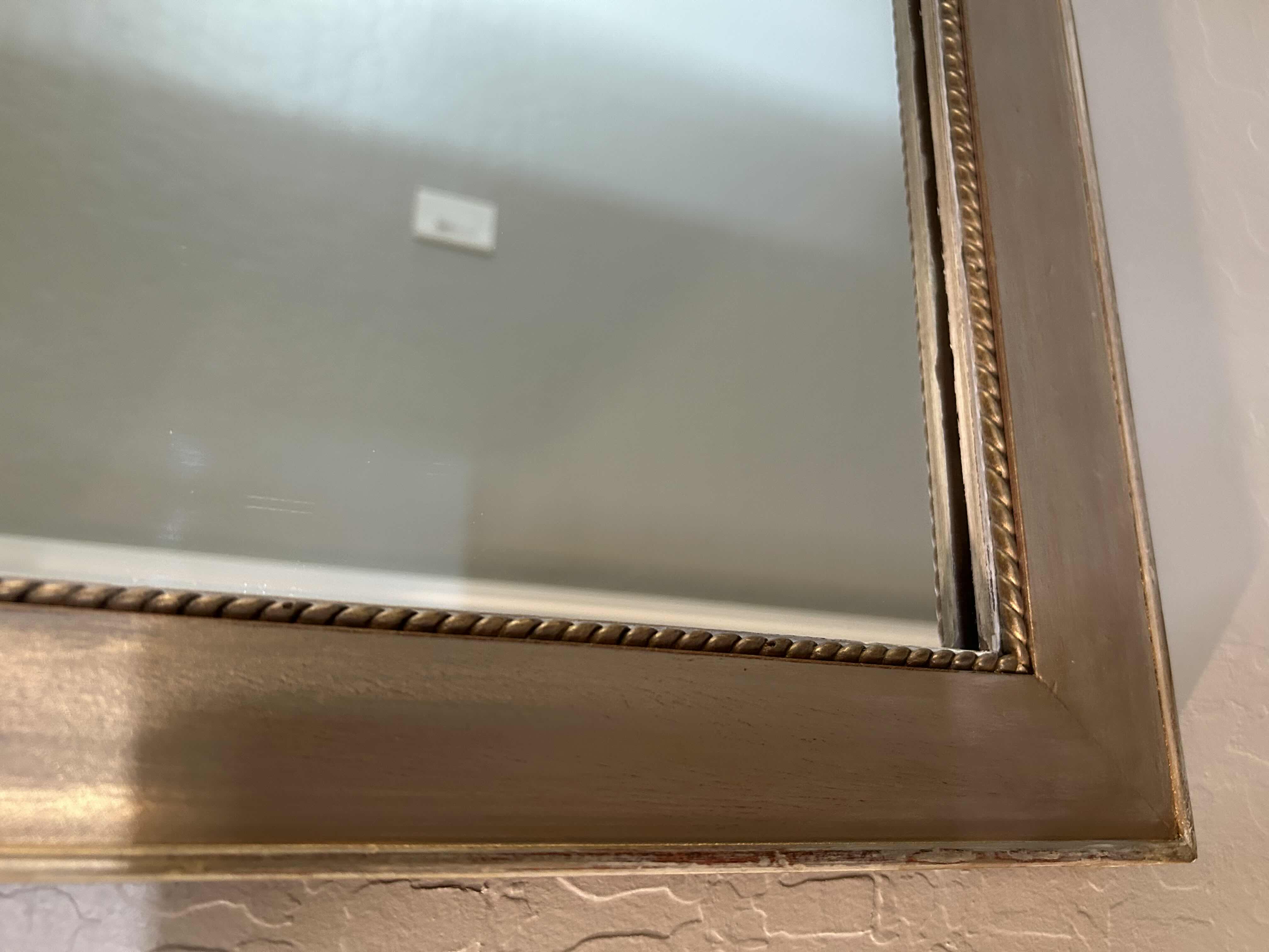 Photo 1 of DECORATIVE BEIGE FRAMED WALL MIRROR 42" X 32"