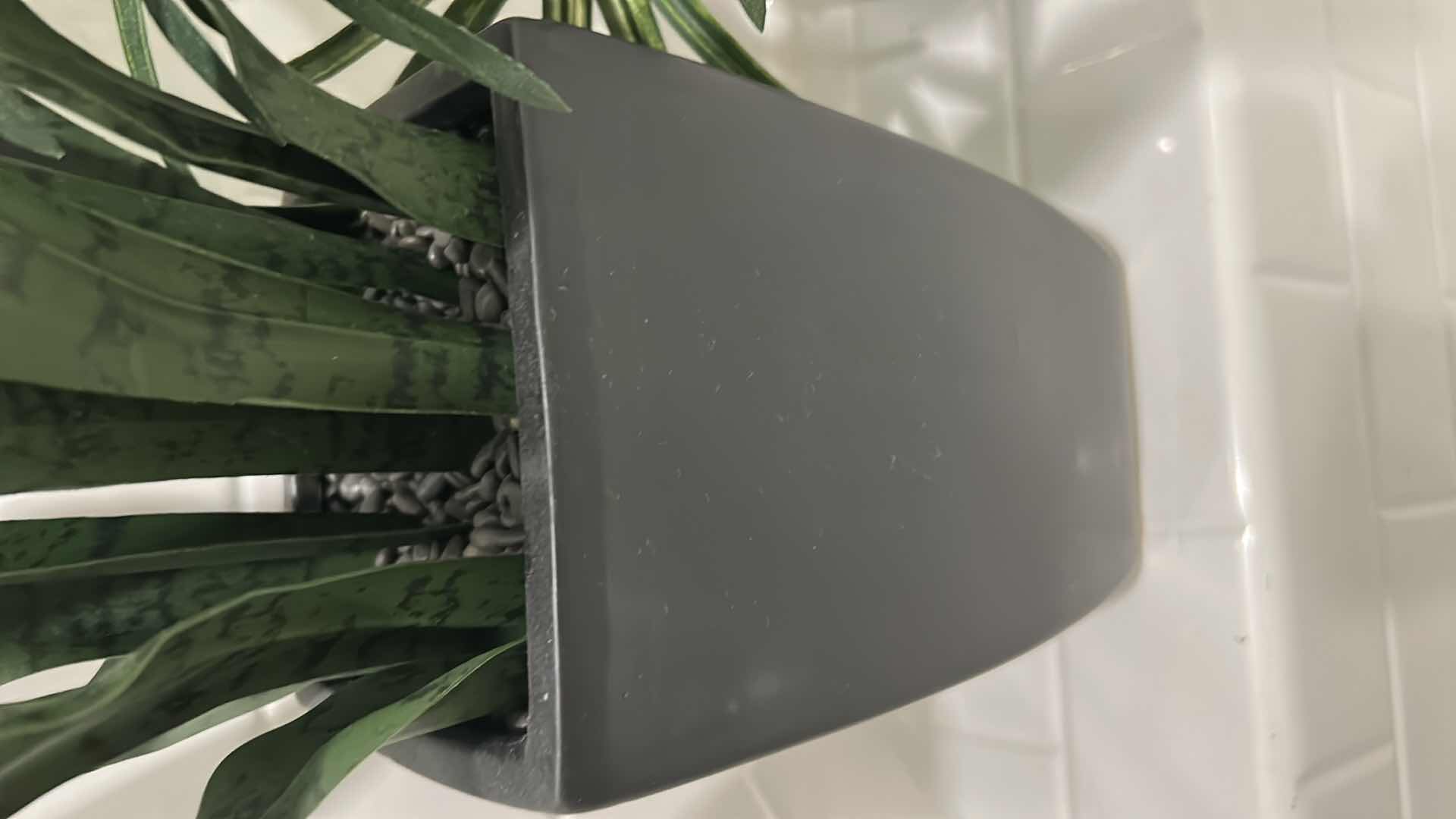 Photo 1 of FAUX SNAKE PLANT IN BLACK CONTAINER H 27"