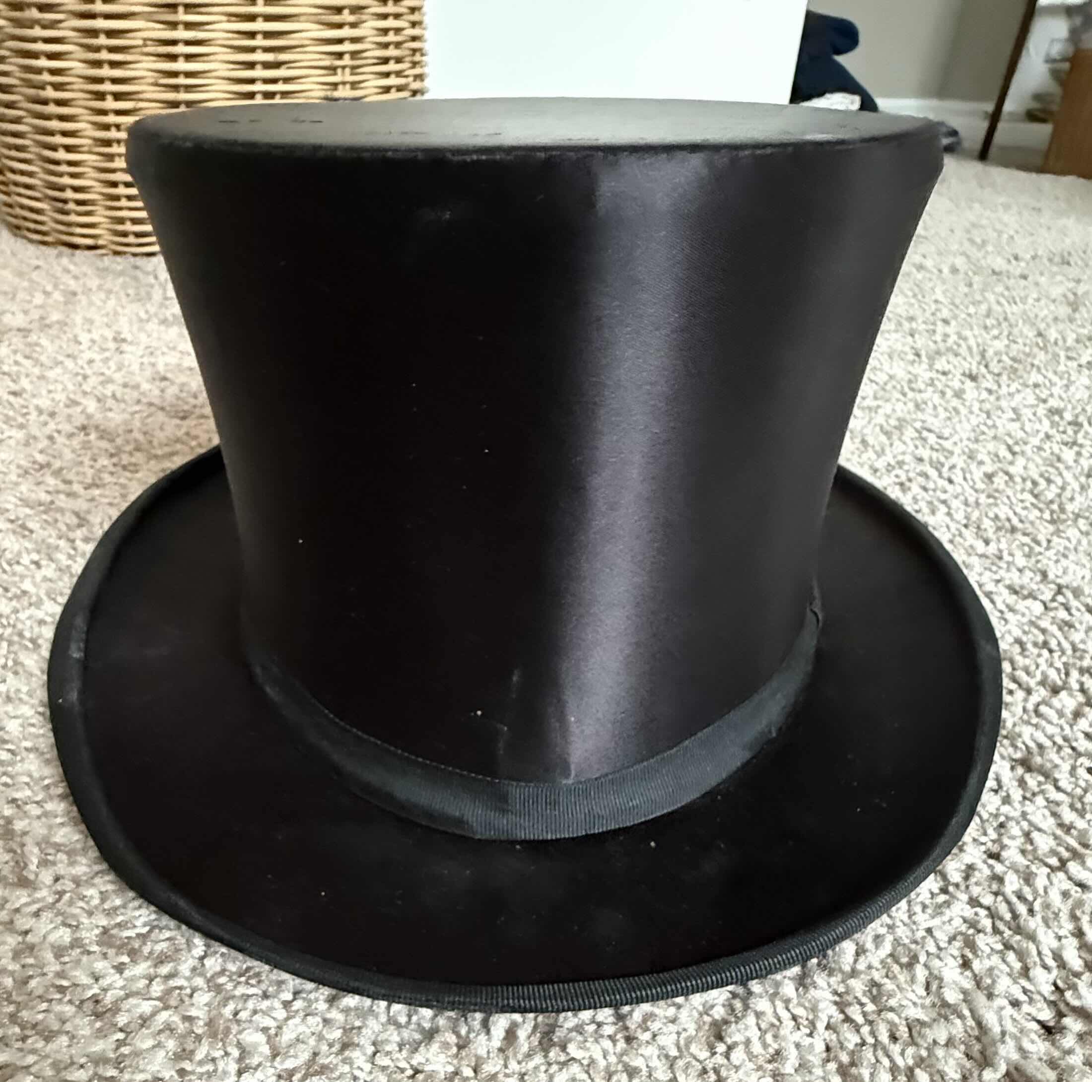 Photo 1 of VINTAGE BLACK COLLAPSIBLE SILK TOP HAT W HAT BOX
