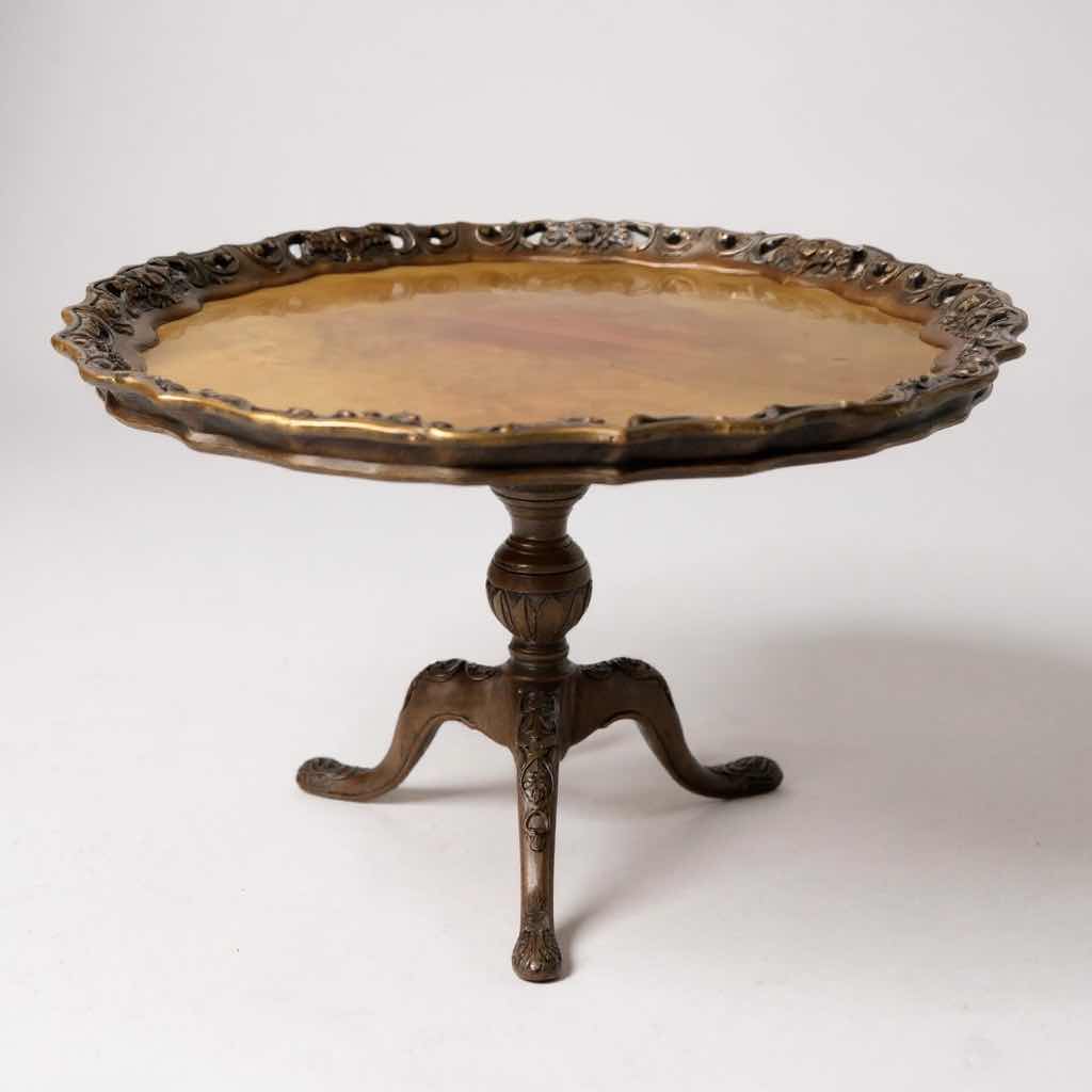 Photo 1 of VICTORIAN MAHOGANY PIE CRUST TRIPOD ACCENT TABLE W SCALLOPED CARVED EDGE