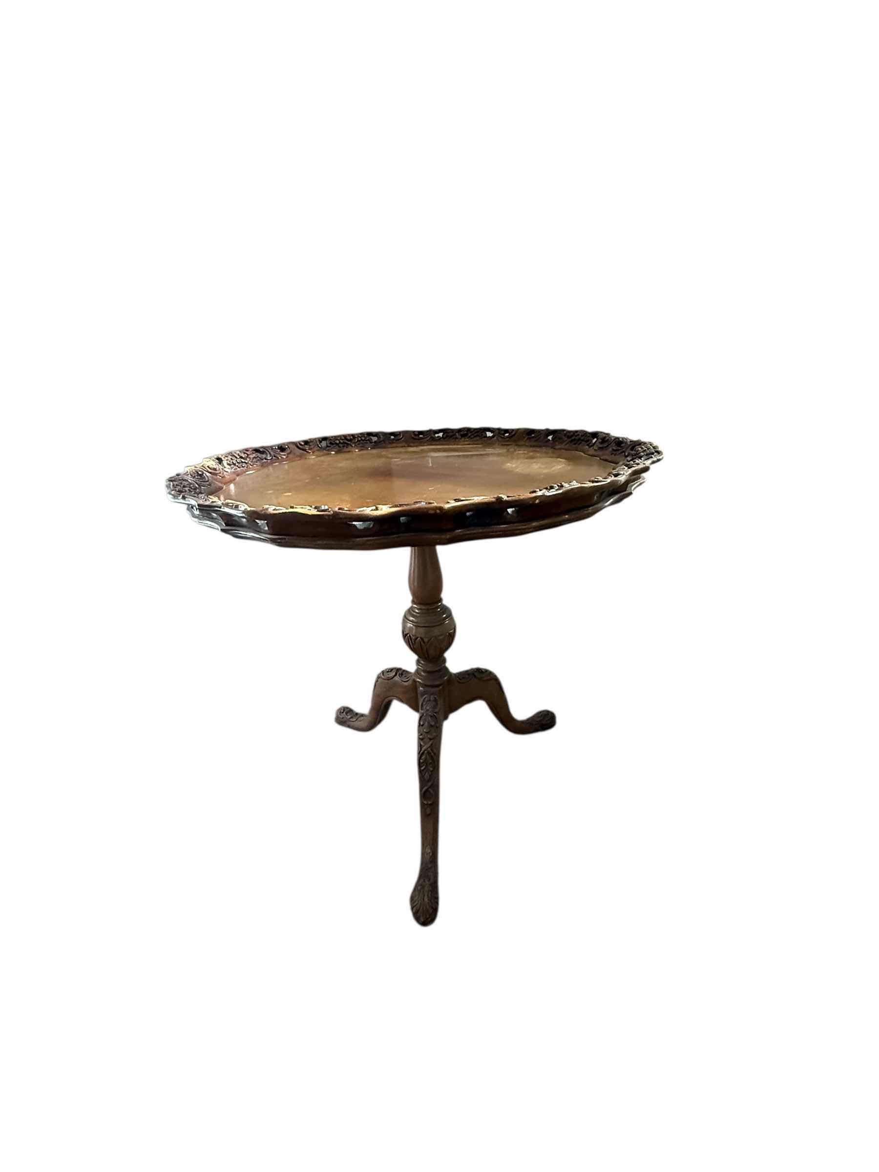 Photo 1 of VICTORIAN MAHOGANY PIE CRUST TRIPOD ACCENT TABLE W SCALLOPED CARVED EDGE