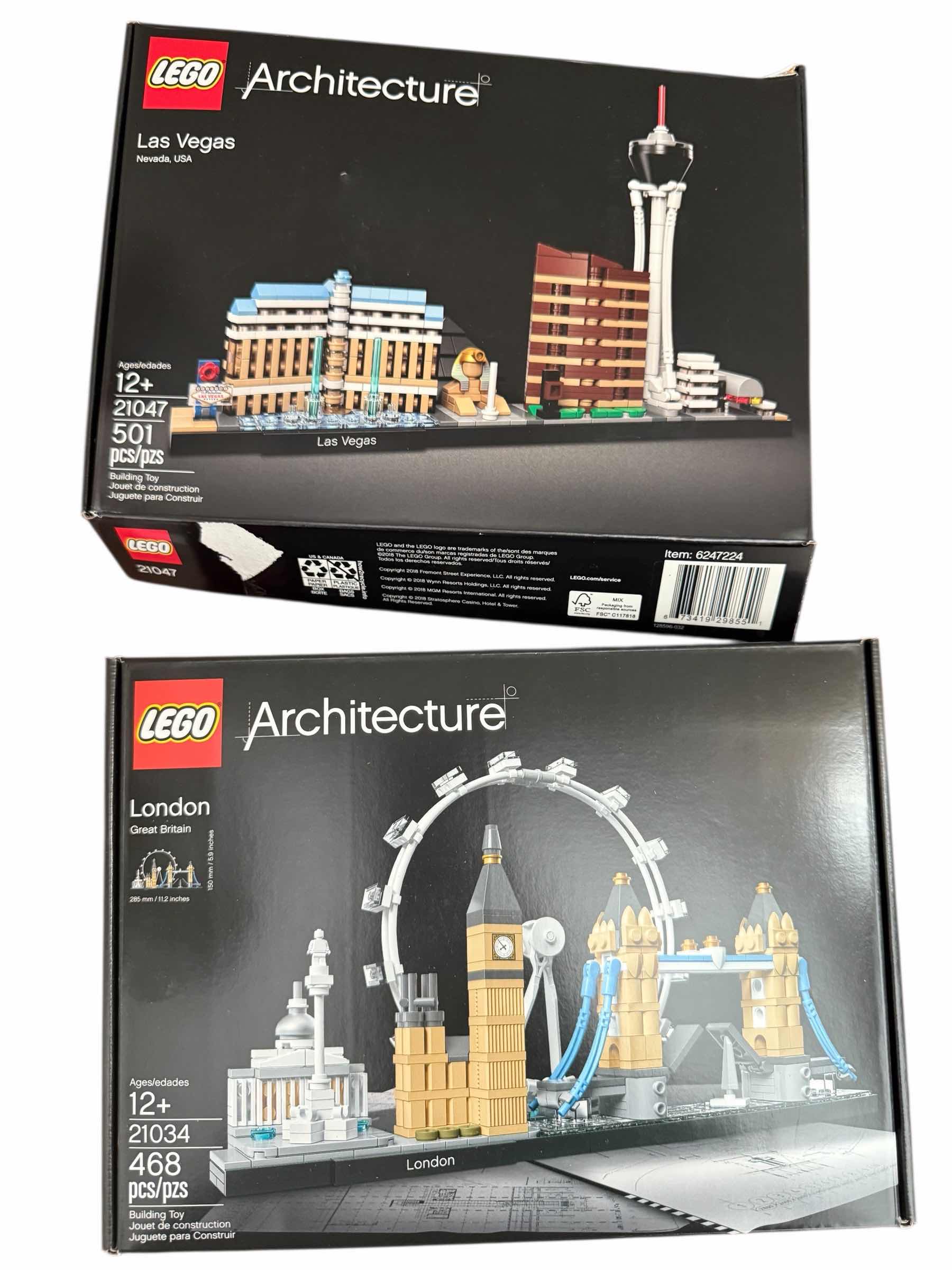 Photo 1 of 2-LEGO “ARCHITECTURE” LONDON & LAS VEGAS SETS (LONDON NEW IN BOX, LAS VEGAS USED)