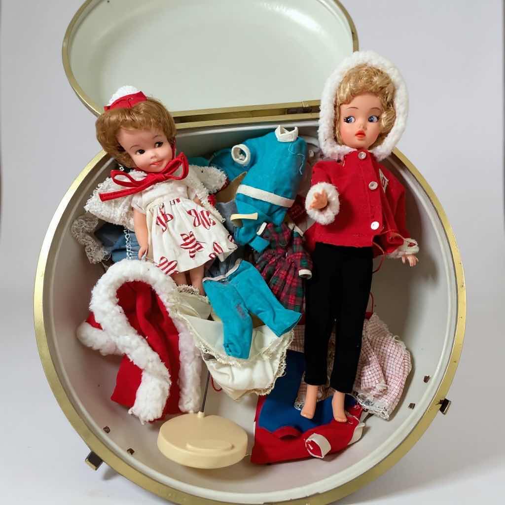Photo 1 of VINTAGE BARBIE AND MIDGE CASE W 2 BARBIE DOLLS & ACCESSORIES, VINTAGE 1950’S GE SOFT BONNET HAIR DRYER CASE W 2 DOLLS & ACCESSORIES