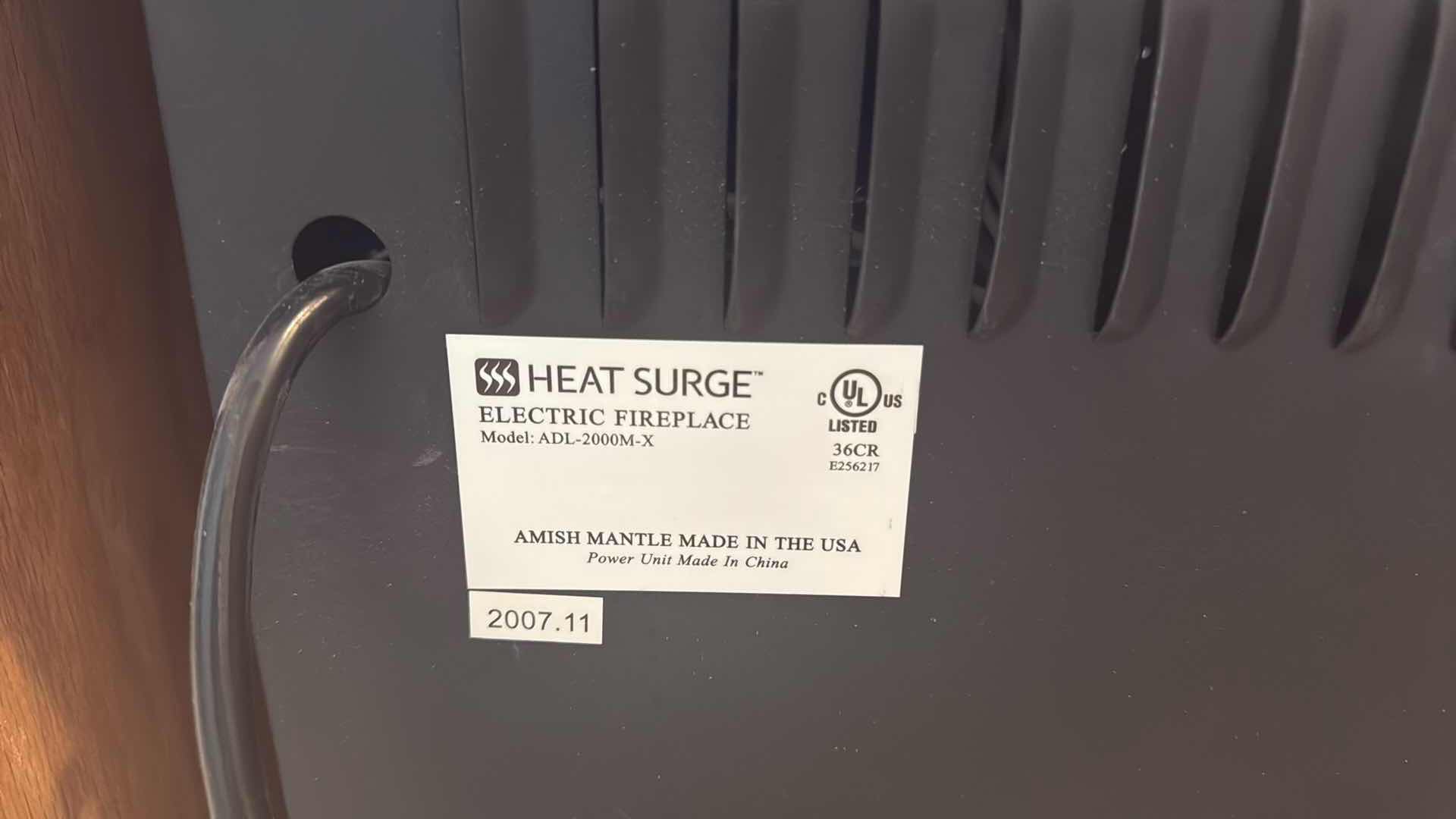 Photo 1 of *DAMAGED** HEAT SURGE ELECTRIC PORTABLE FIREPLACE IN WOOD CABINET 32”x12” H36”