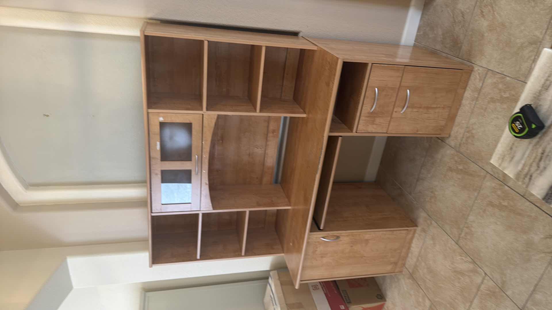 Photo 3 of PRESSED OAK WOOD COMPUTER DESK W HUTCH 56” x 23” H30”