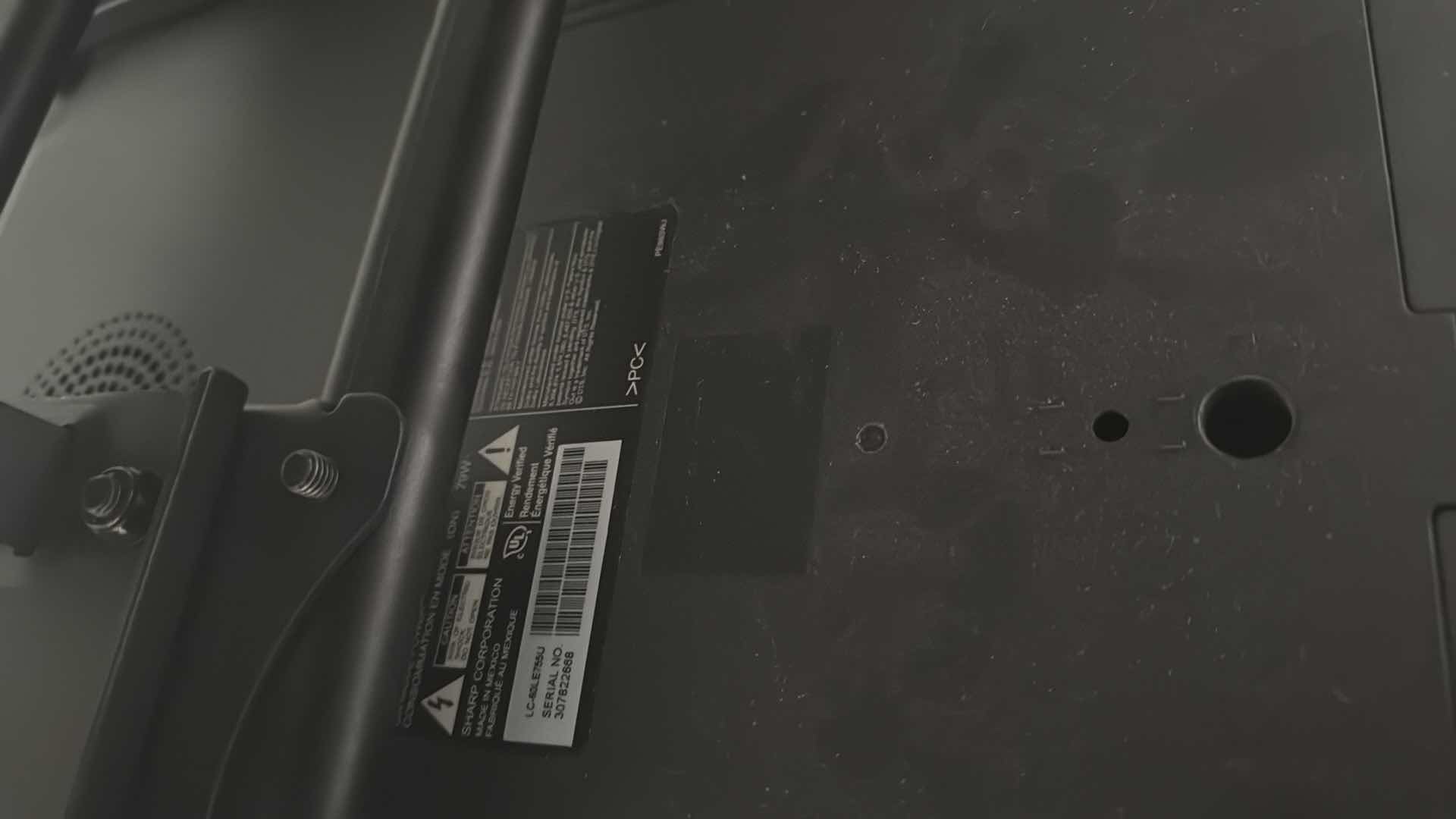 Photo 6 of 60” SHARP HDMI FLAT SCREEN TV W WALL MOUNT & REMOTE