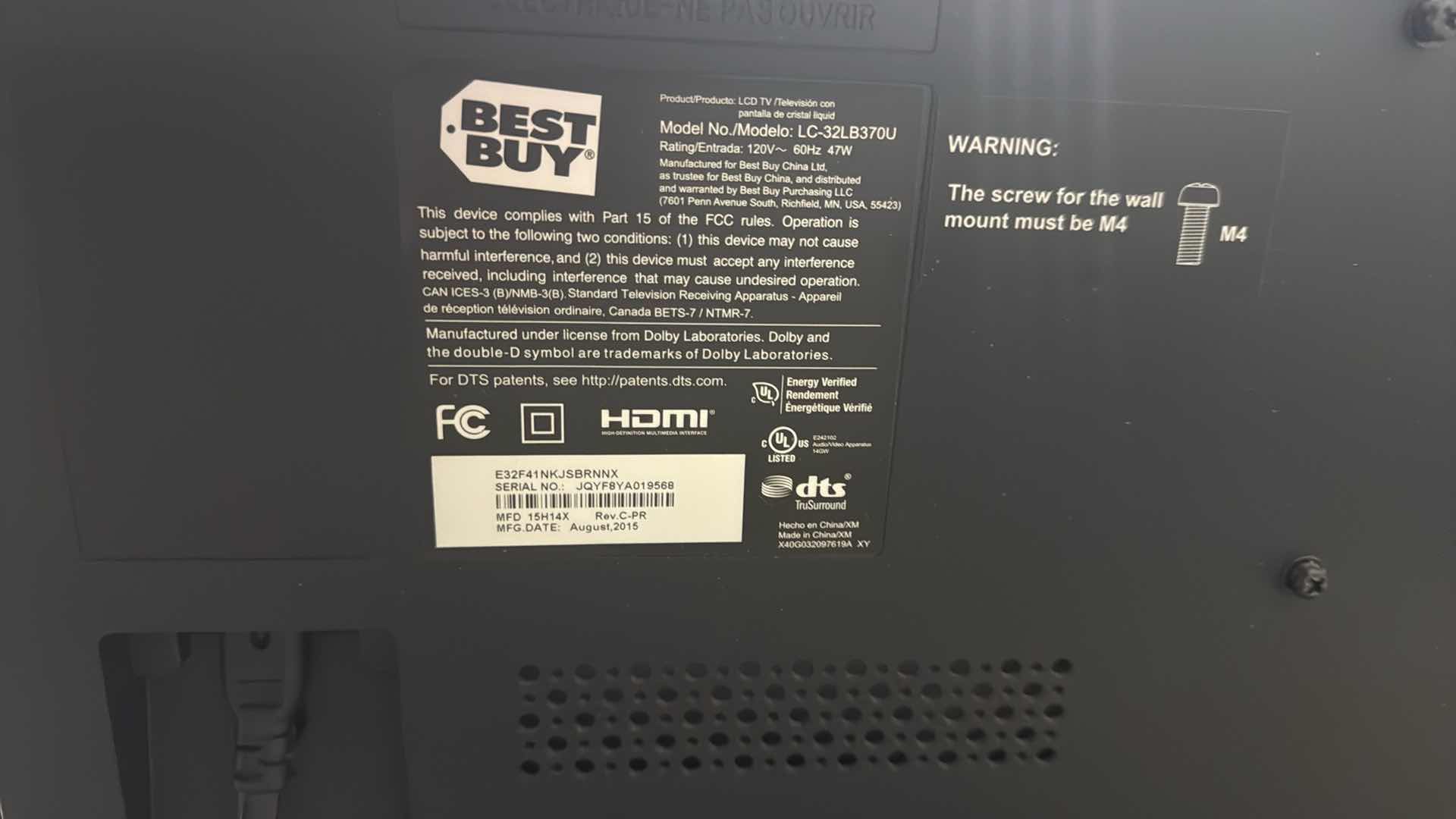 Photo 3 of 32” SHARP FLAT SCREEN TV W REMOTE