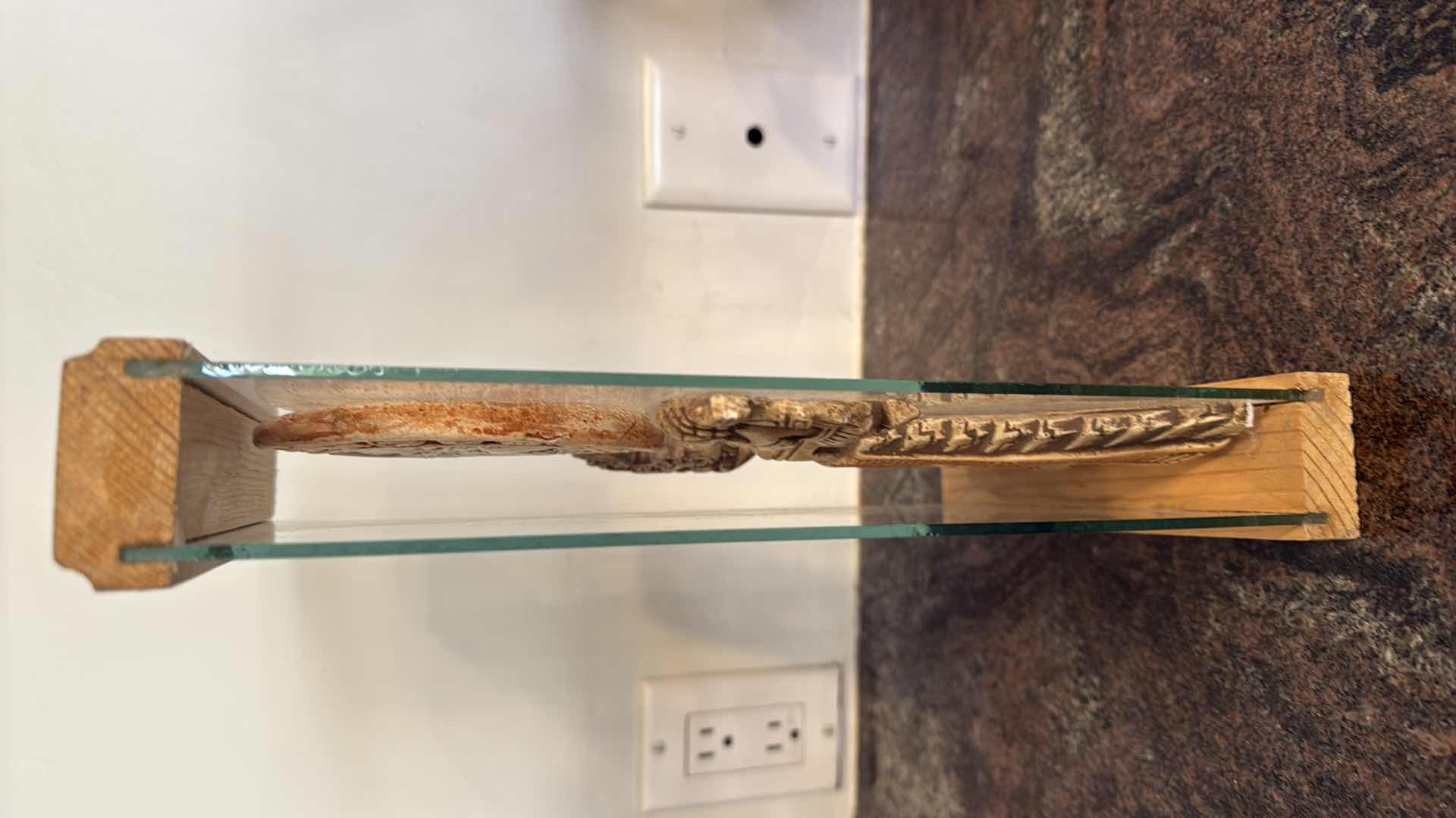 Photo 1 of DOUBLE GLASS & WOOD FRAMED CHICHEN ITZA MEZOAMERICAN DESKTOP DISPLAY H12"