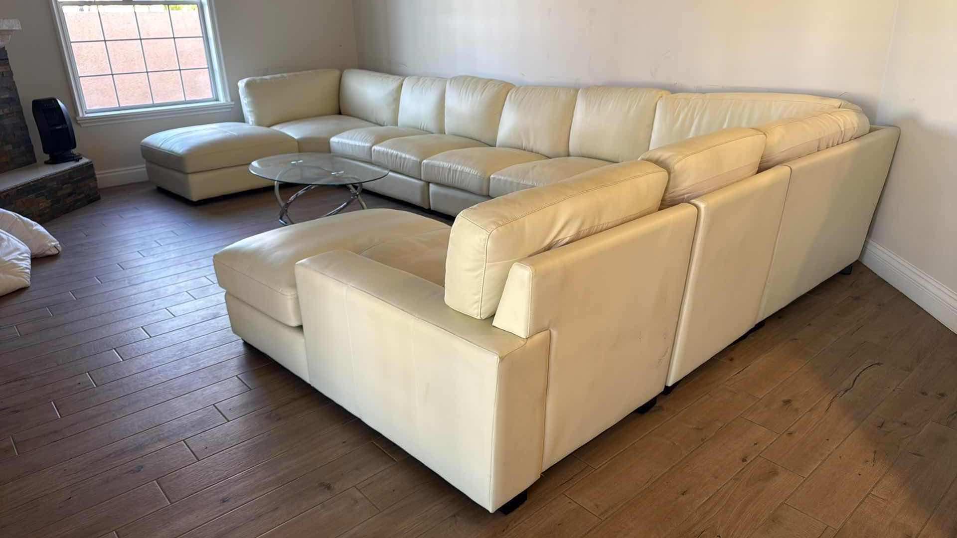 Photo 1 of WHITE LEATHER U-SHAPED SECTIONAL SOFA