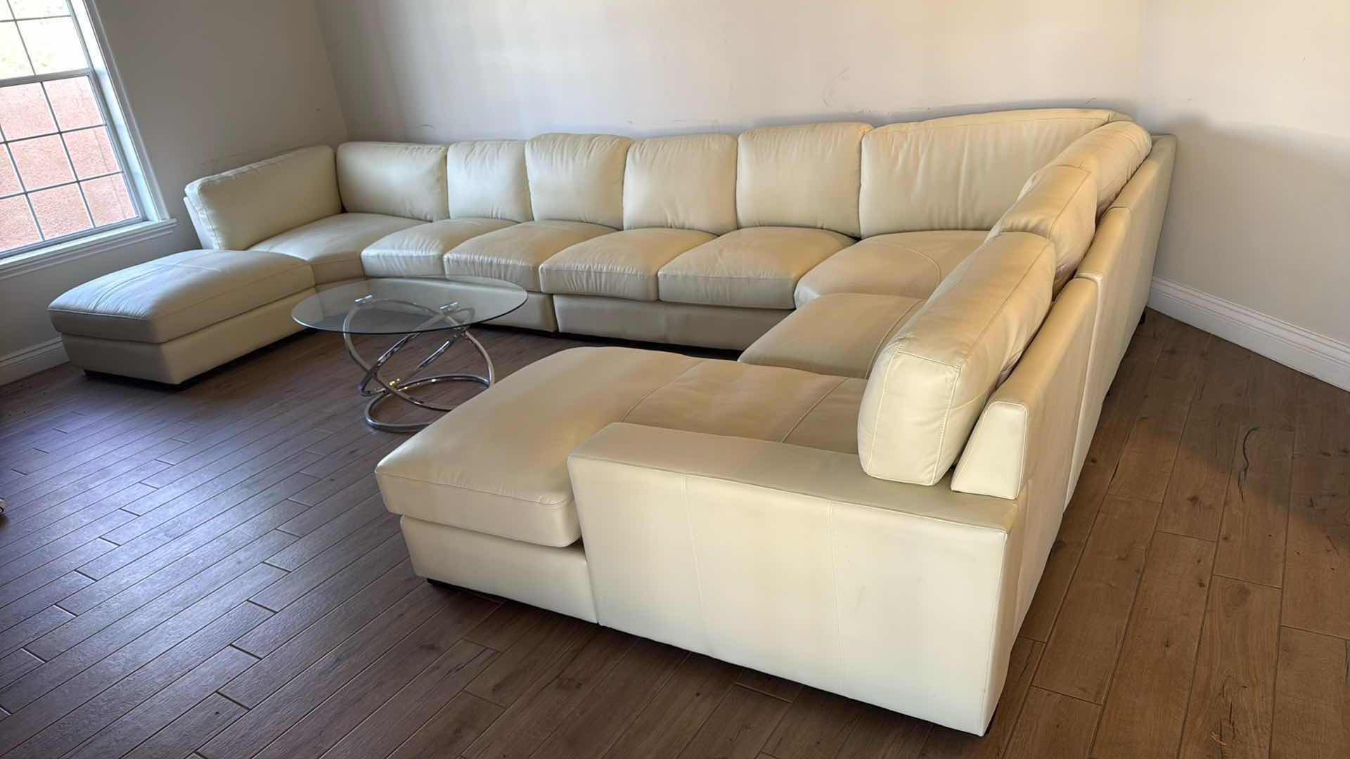Photo 1 of WHITE LEATHER U-SHAPED SECTIONAL SOFA