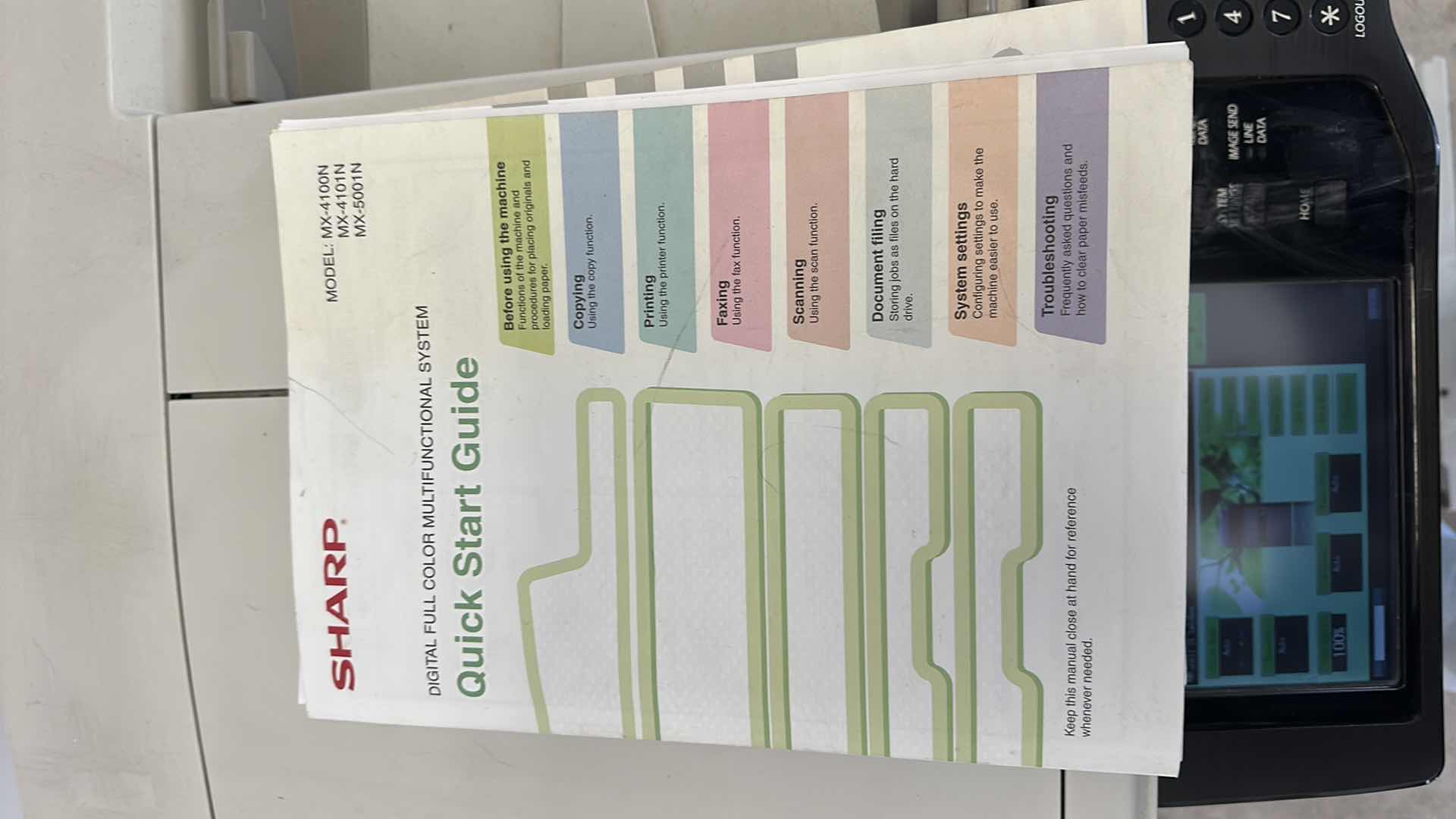 Photo 1 of SHARP MX5001N COLOR MULTIFUNCTION PRINTER/COPIER SYSTEM