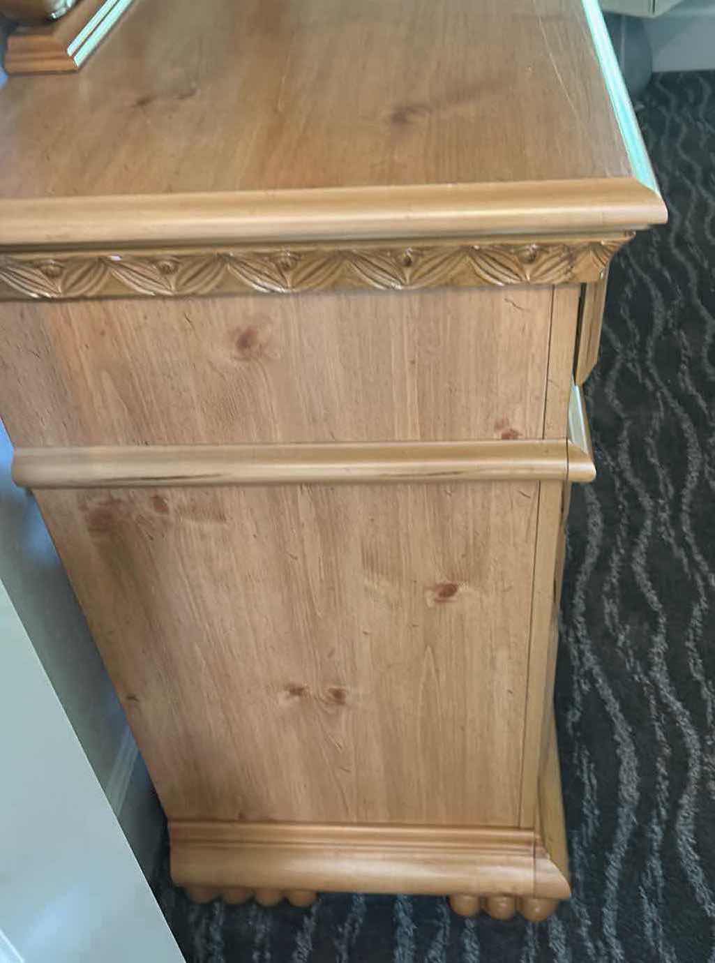Photo 1 of BARROW OAK DRESSER W ATTACHED ORNATE OVAL MIRROR 64"X 18"