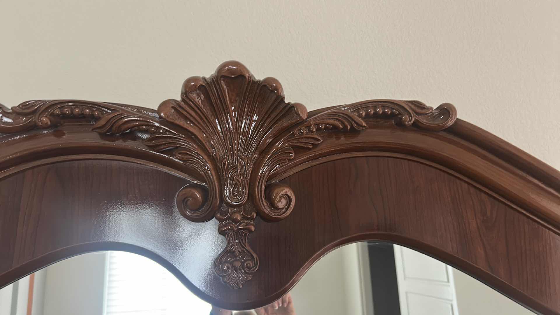 Photo 1 of DARK CHERRYWOOD TRADITIONAL STYLE 5 DRAWER DRESSER MIRROR W ORNATE DRAWER PULLS 64" X 18" H 72"