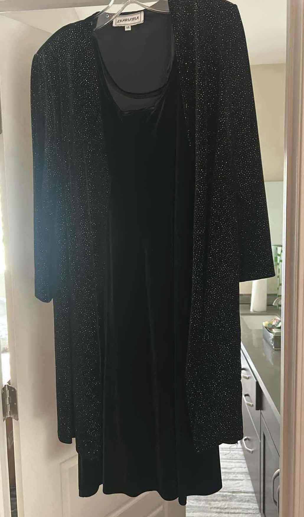 Photo 1 of 2- DRESSES BLACK VELVET W COAT LAVENDER CHIFFON SIZE 14