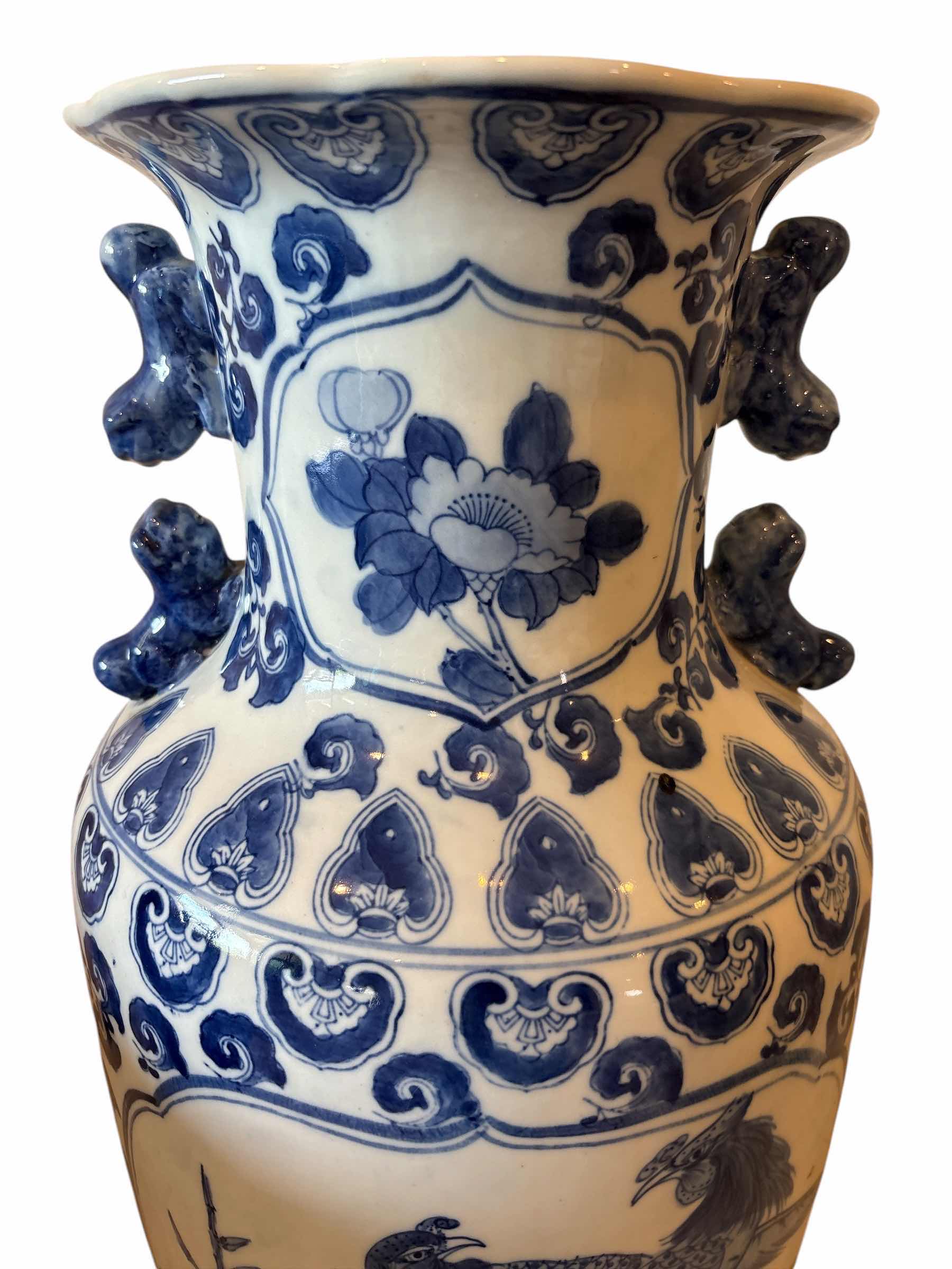 Photo 1 of ANTIQUE CHINESE PORCELAIN HANDLED PORCELAIN VASE H25”